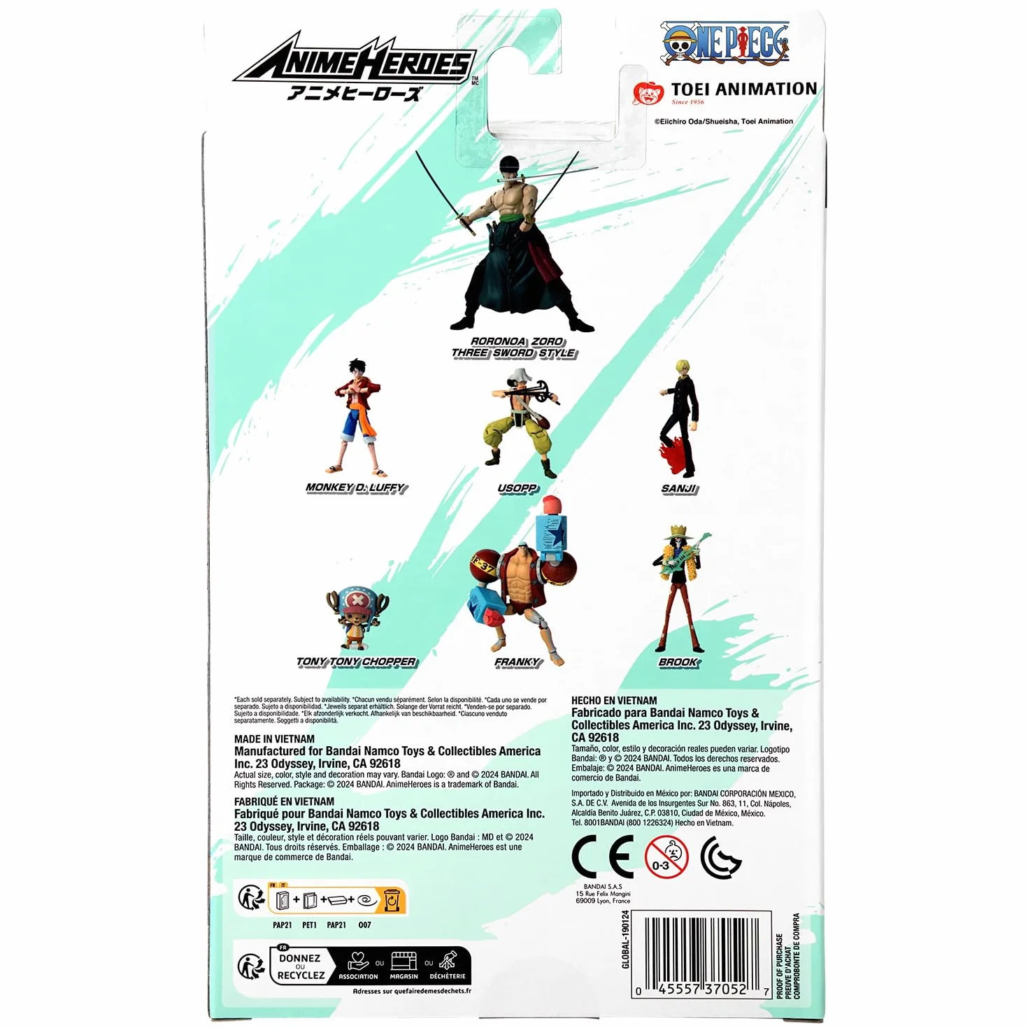 BANDAI Anime Heroes One Piece Figurine Roronoa Zoro 17 cm Three Sword Style Manga Articulée 3 Épées Officielle Jouet Enfant 4 Ans+