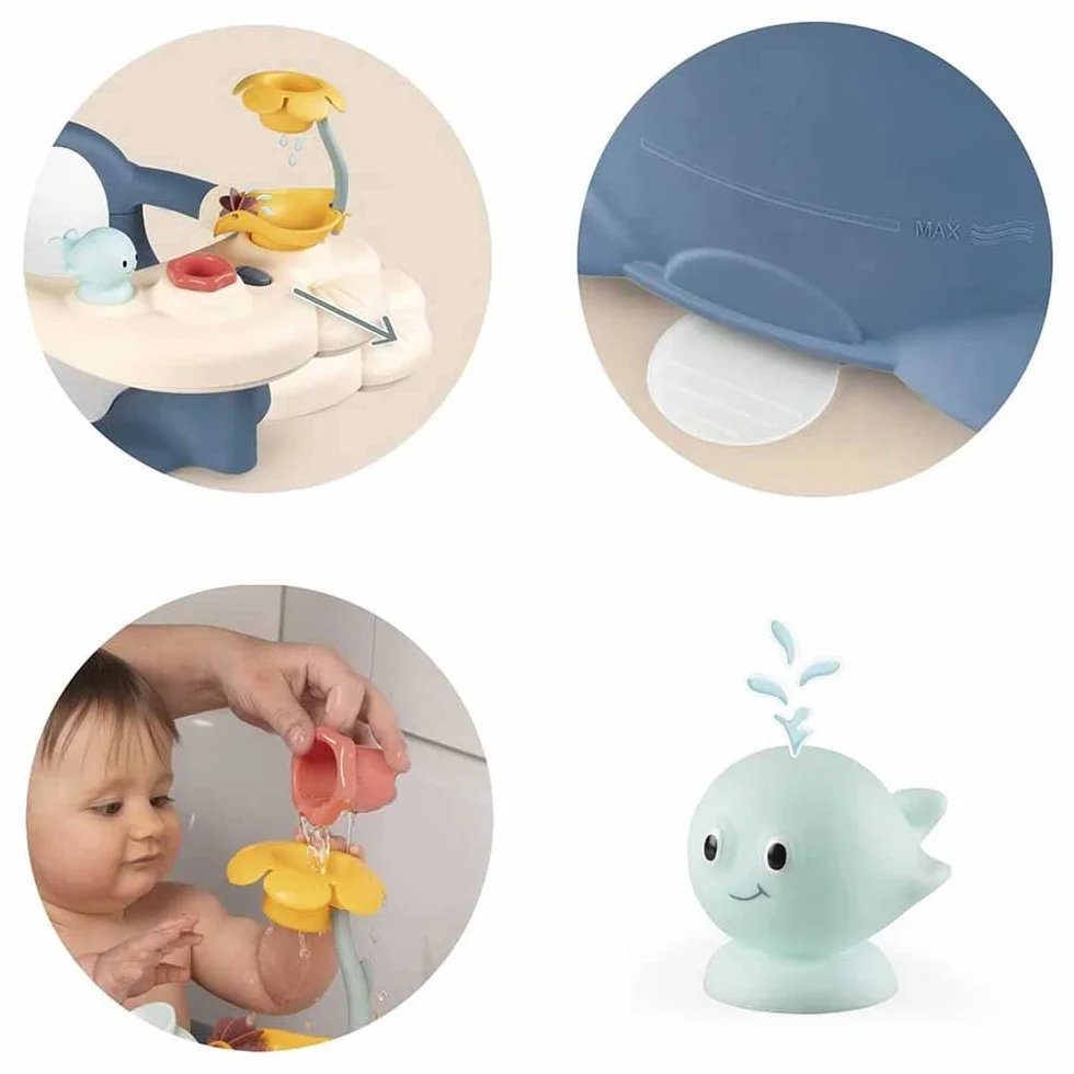 Smoby Little Siège de Bain 2 en 1 Tablette d'Activités Réglable pour Bébé dès 6 Mois Fabriqué en France