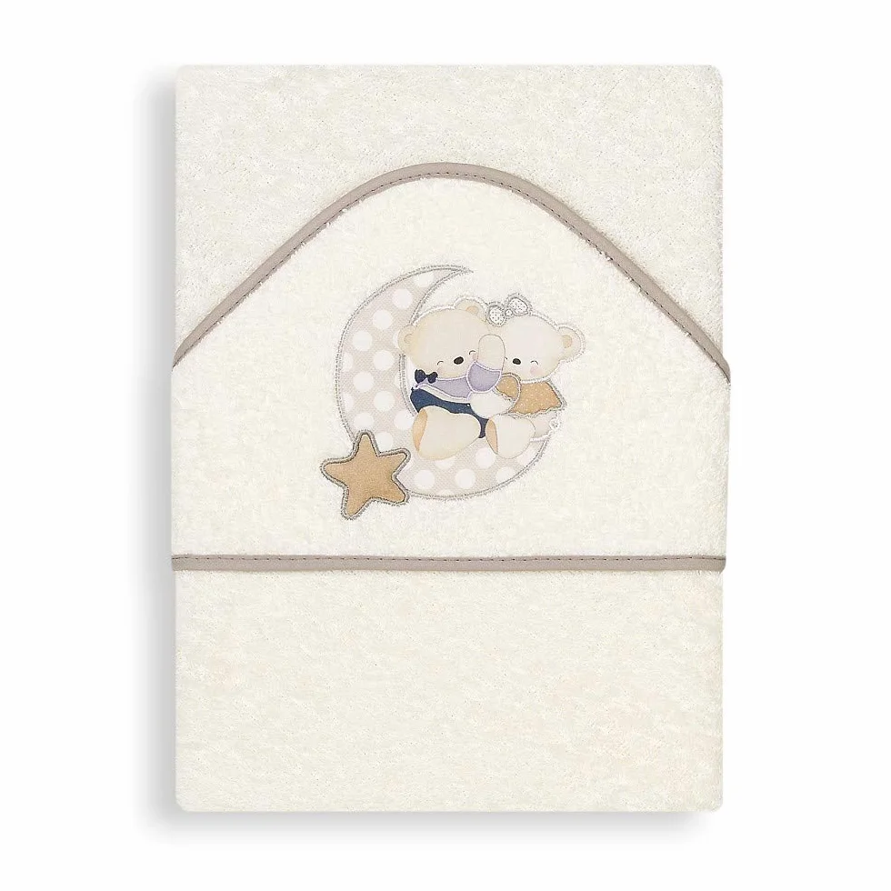 Interbaby Cape du Bain 400 GSM Coton Terry Osito Amoroso Beige 100 x 100 cm