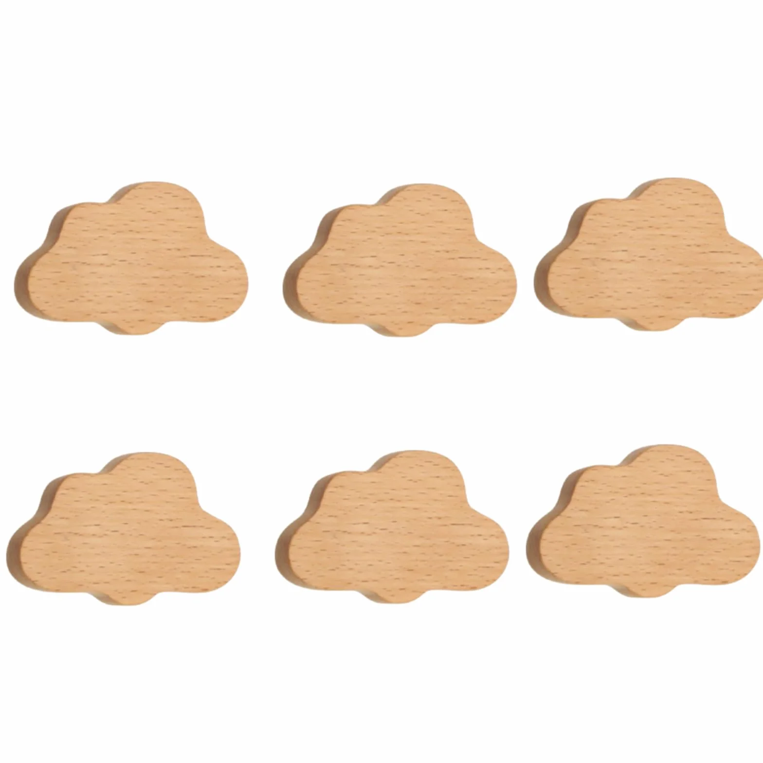 Bouton De Meuble 6 Pièces Star Cloud Poignée En Bois Pour Enfants Porte D'Armoire Tiroir Poignée En Bois Pour Meubles Poignée À Trou Unique Petit Nuage