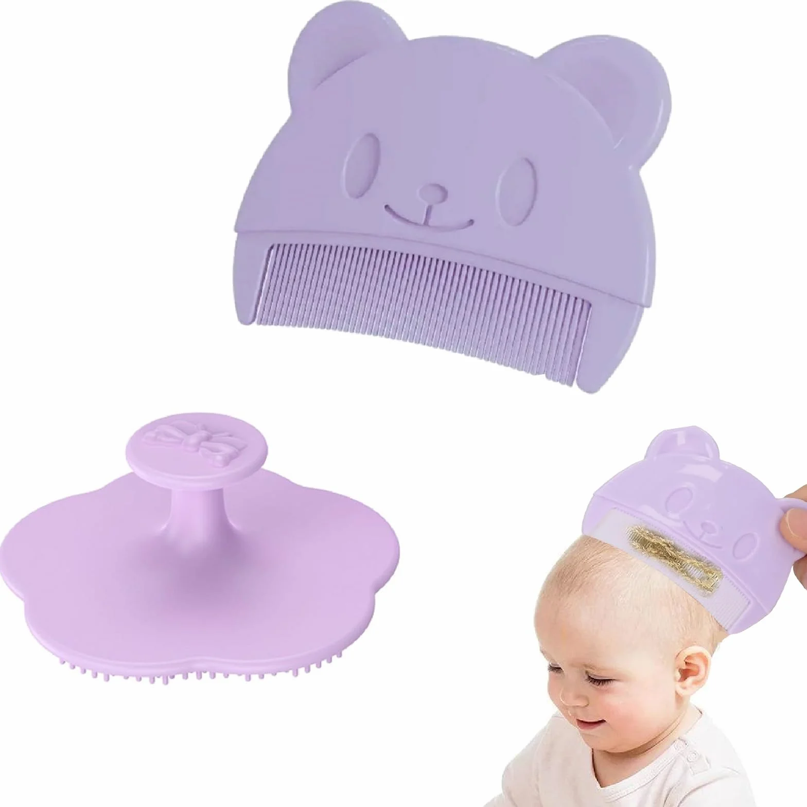 Brosse et Peigne pour Bébé en Silicone 2 Pièces
