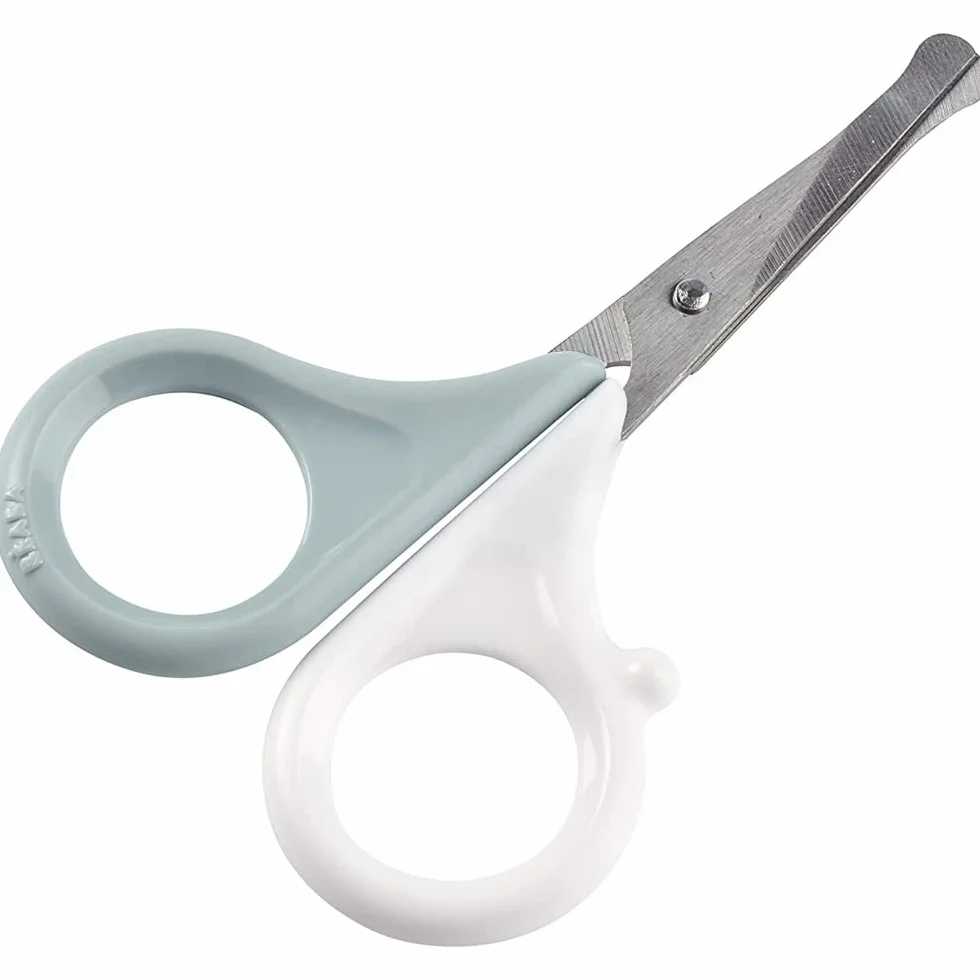 BÉABA Ciseaux ongles bébé enfant Soin des ongles embout arrondis Green Blue