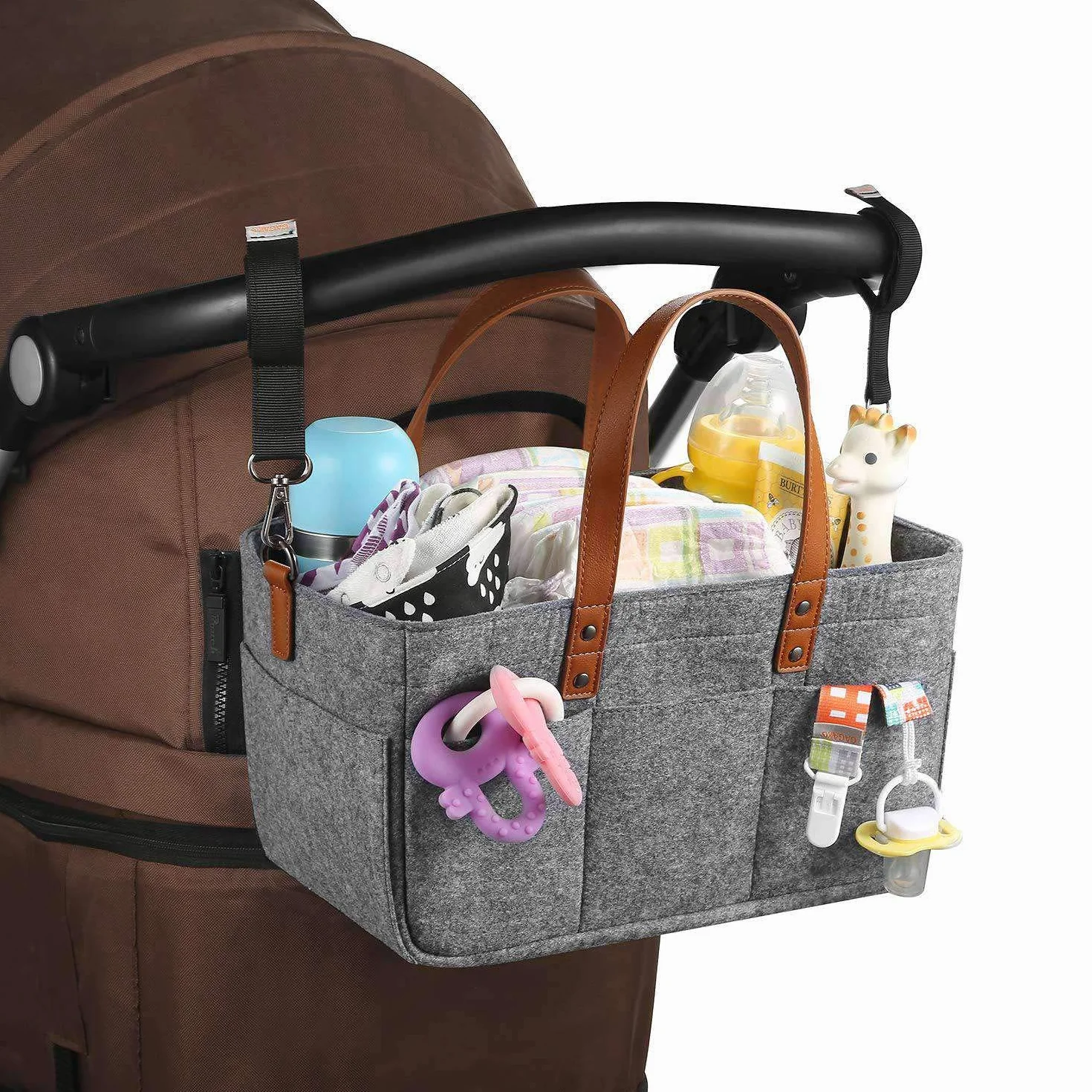 Organisateur De Couches Pour Bébé Support Portable Bac De Rangement Gris Foncé