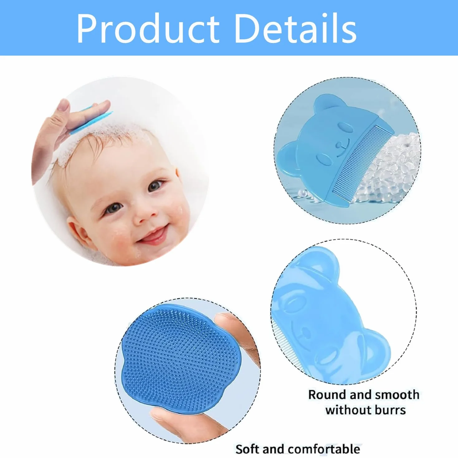 Brosse Cheveux Bébé 2 Pièces Peigne Silicone Croute de Lait pour Nouveau-nés