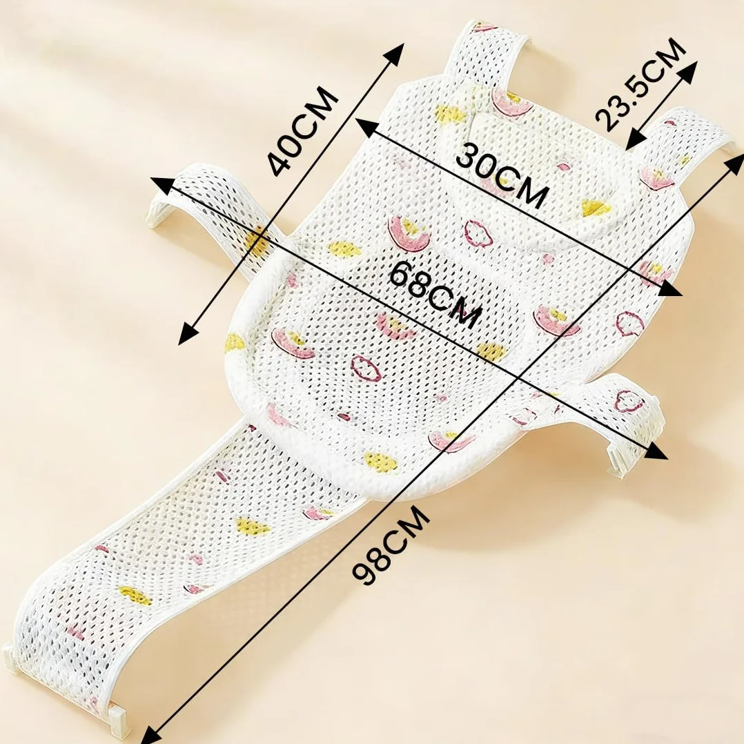 Coussin de Bain pour Bébé, Réducteur de Baignoire avec 5 Sangles de Sécurité Anti-Glissant, Filet Respirant
