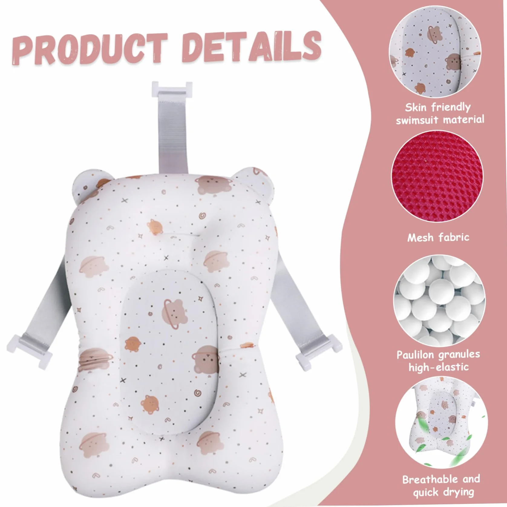 Coussin de baignoire pour bébé antidérapant réglable support de bain nouveau-né