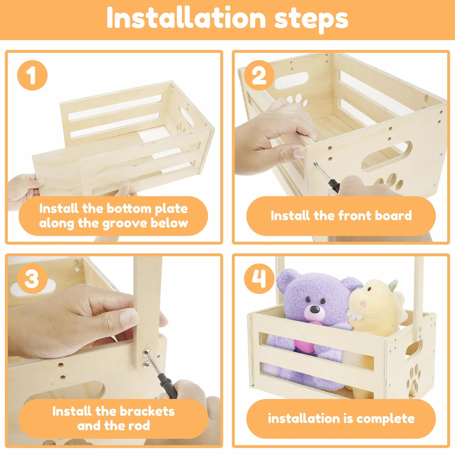Panier cadeau bébé boîte en bois rangement porte-vêtements