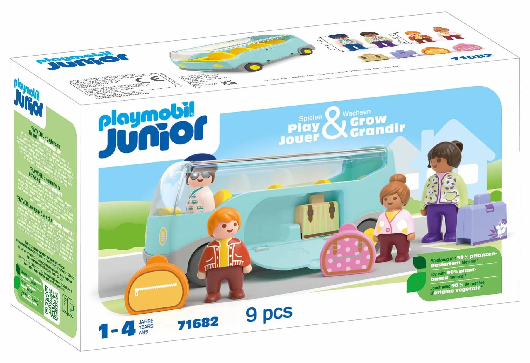 Playmobil 71682 Junior Autocar de Voyage avec Bagages et Figurines Jouet Végétal Dès 12 Mois