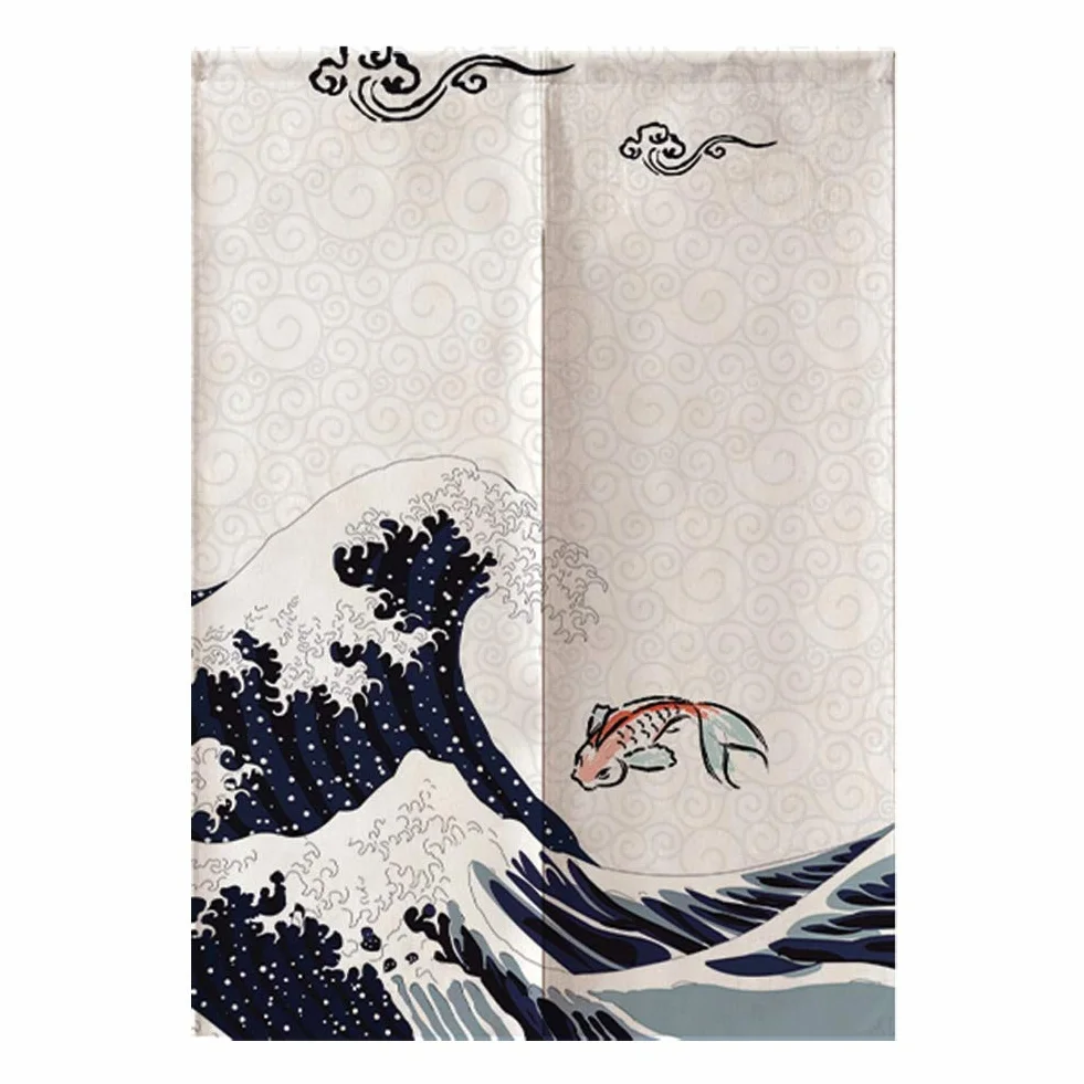 Rideau de Porte Japonais 100% Polyester 90x120cm Séparateur de Pièce Décoration Zen