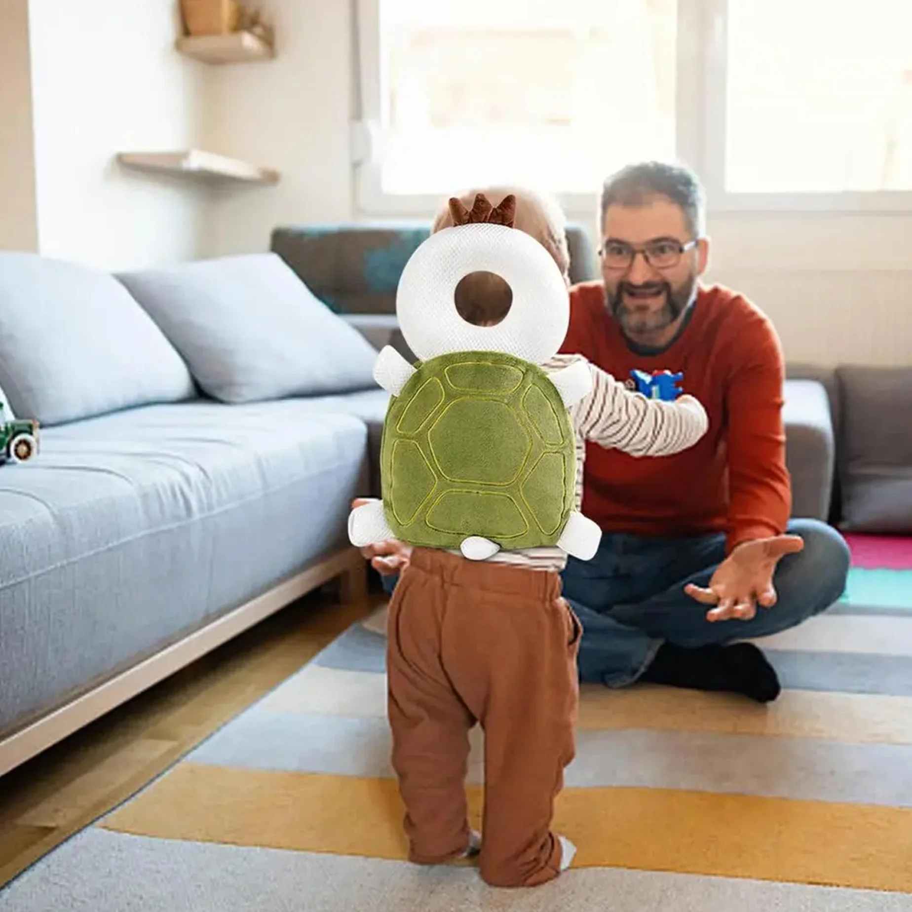 Sac à dos mignon Breatte de protection de tête en peluche avec sangle poitrine pour bébé marche