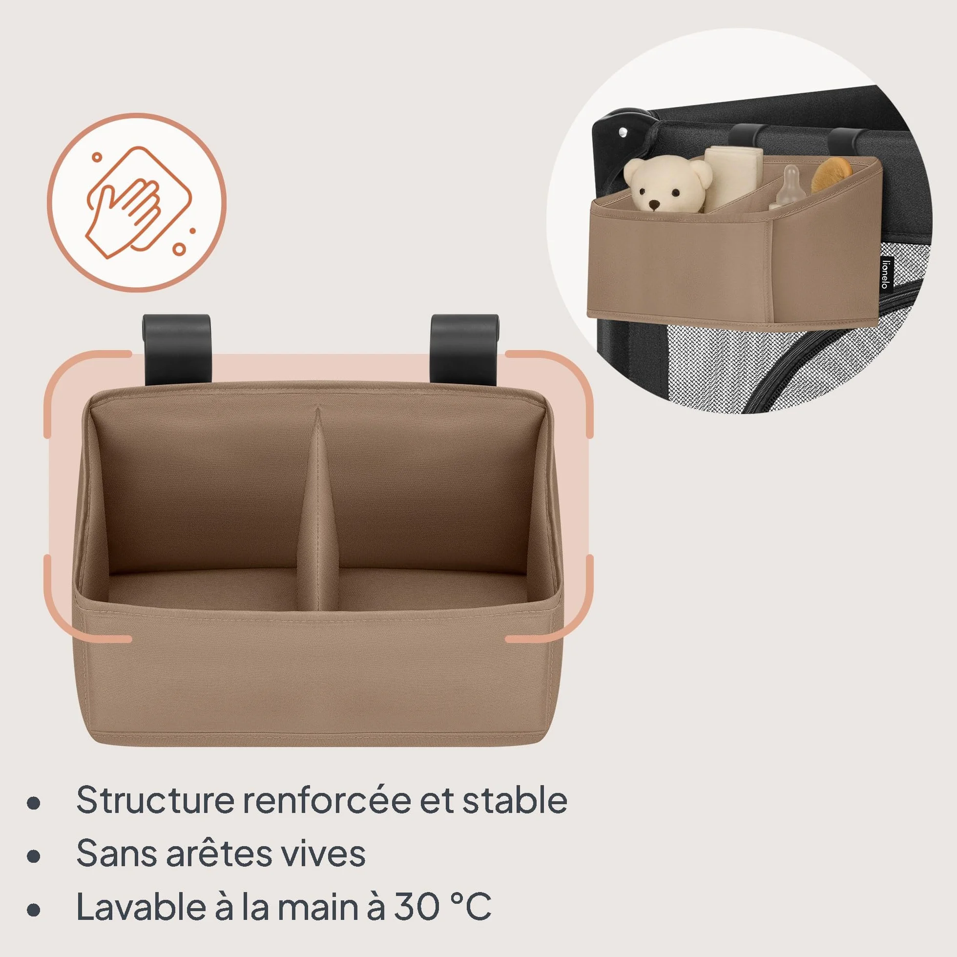 Lionelo Organisateur Lit Bébé Sidepocket Small, Pochette Suspendue Lit, Table à Langer, 26x12x15 cm