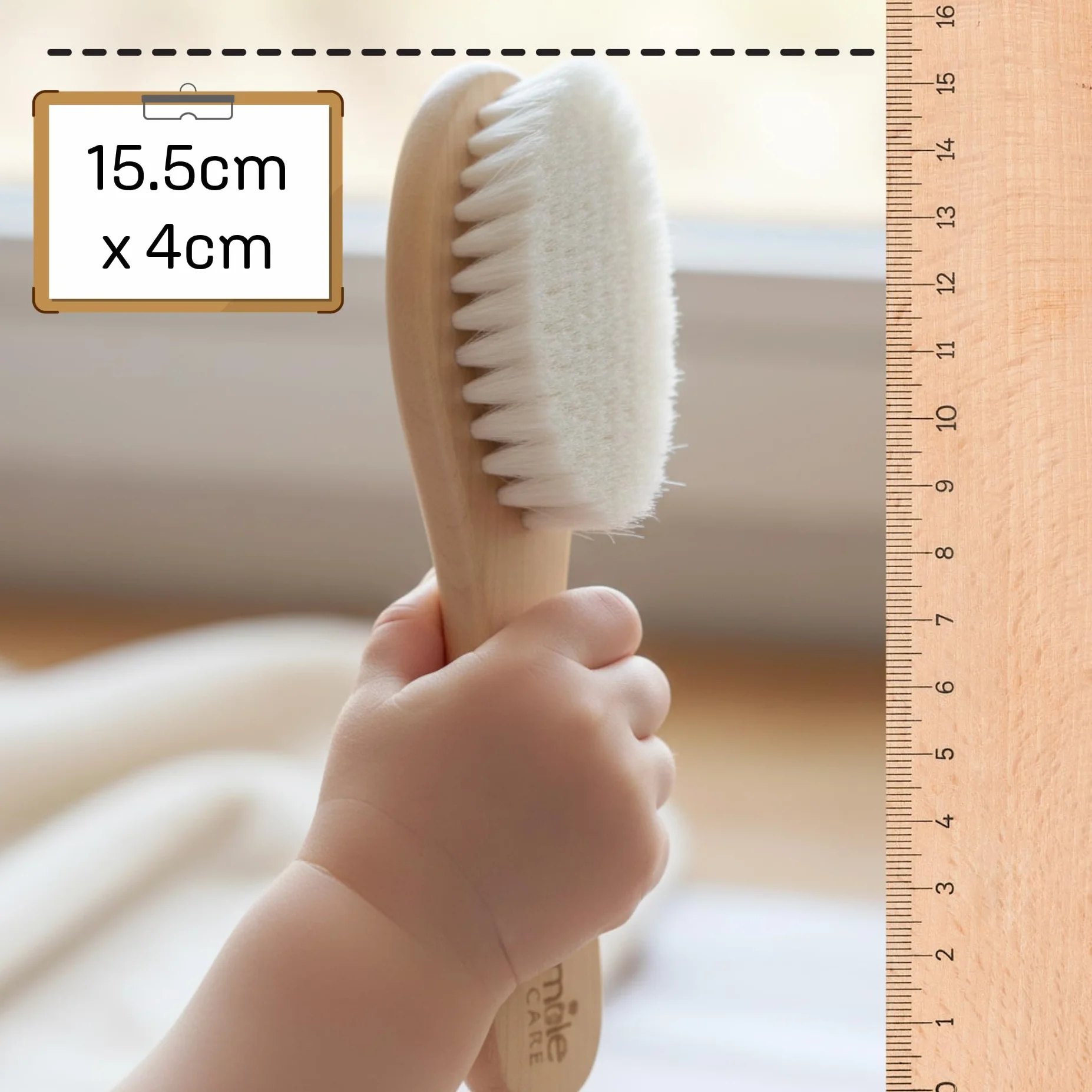 Brosse à Cheveux Bébé Poils de Chèvre Doux | Brosse Douce pour Nouveau-Né & Croûtes de Lait | En Bois Naturel Sans Plastique | Thumble Baby Care