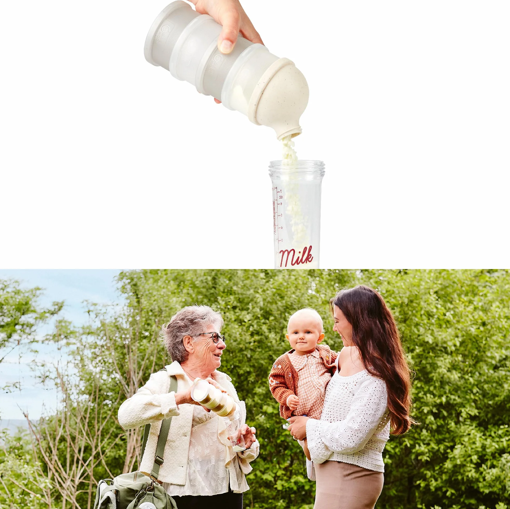 Babymoov Boites de Lait en Poudre Babydoses, 4 compartiments Empilables, Hermétiques, Fabriquées en France, Beige