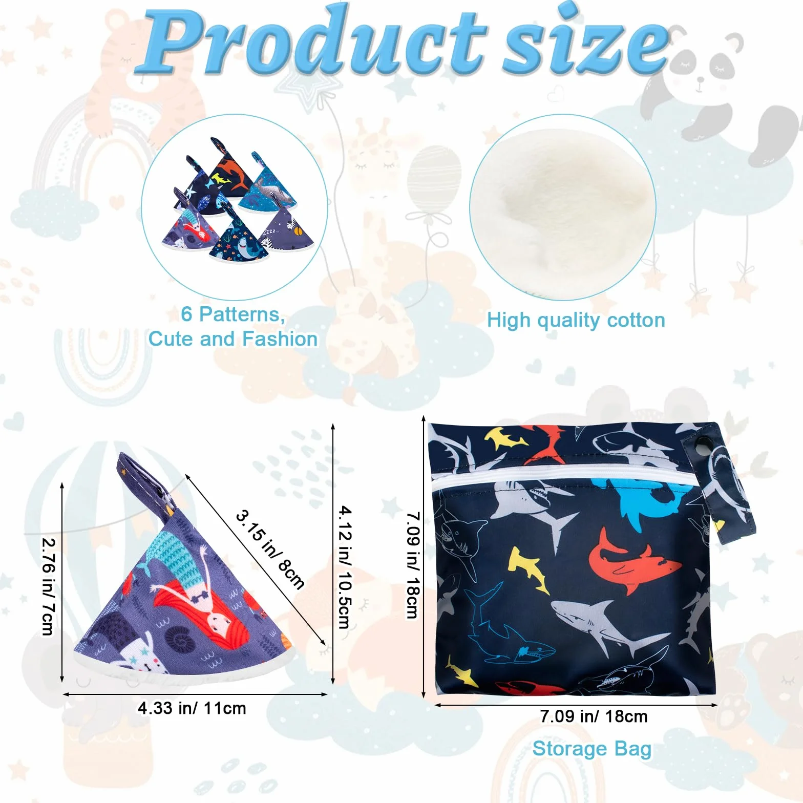 Lot de 12 Protège-Couche Bébé Garçon avec Sac Mouillé - Forte Absorption