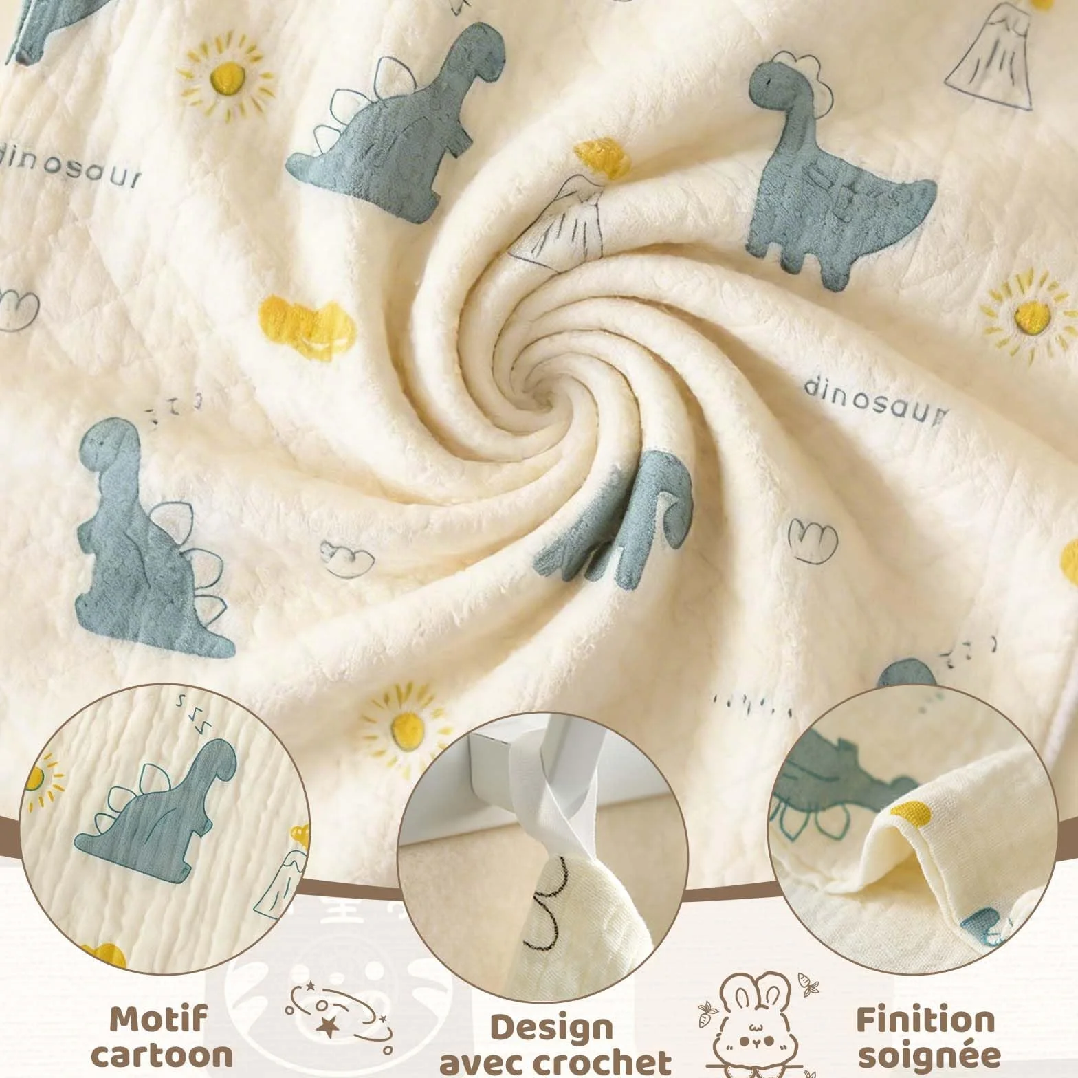 Langes Bebe Coton 25x25cm Lot 6 - Carre Coton Bebe Multi Usage Doux et Absorbants