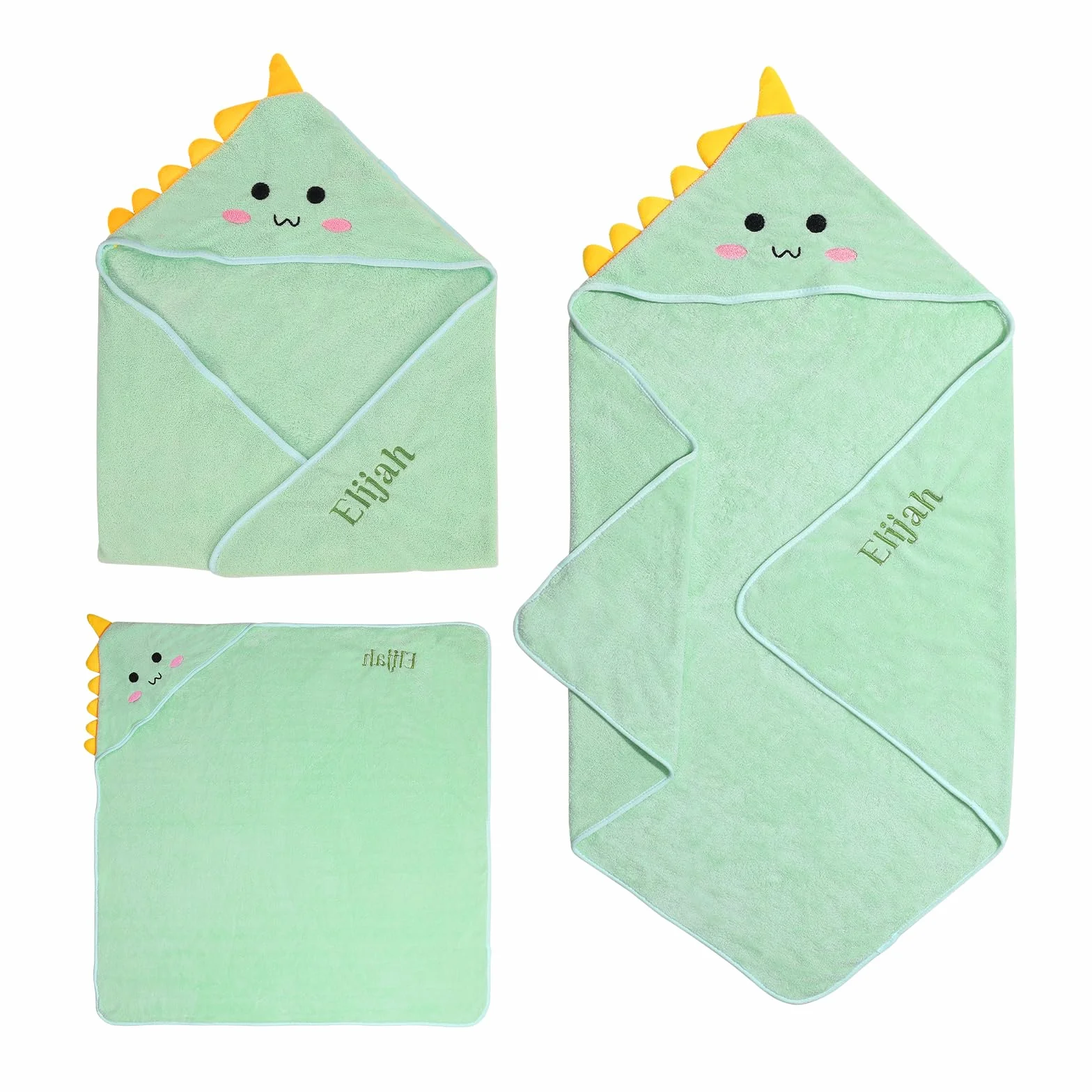 Cape de Bain Bébé Personnalisé avec Prénom Douce et Confortable pour Bébé Naissance Cadeau Baby Shower (Vert)