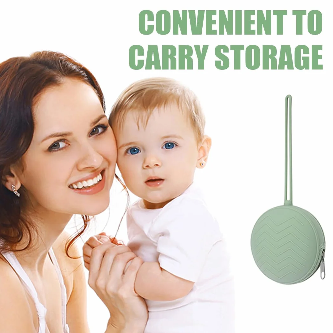 Boîte à tétine en silicone bébé pour 2 sucettes, duo avec anse flexible, vert