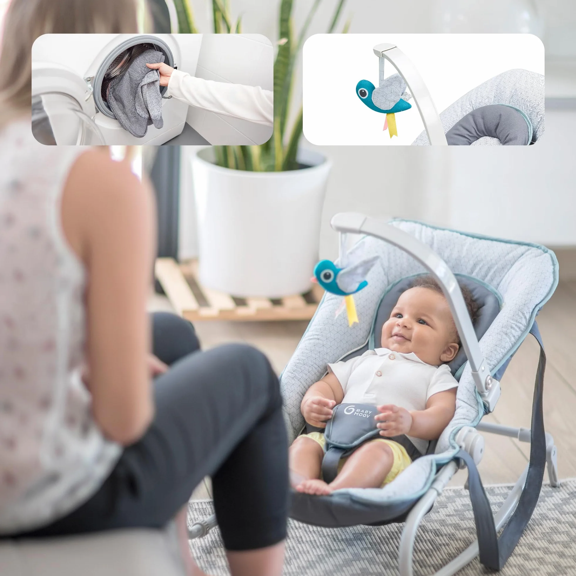 Babymoov Transat Graphik Bleu Balancelle Fixe Bébé