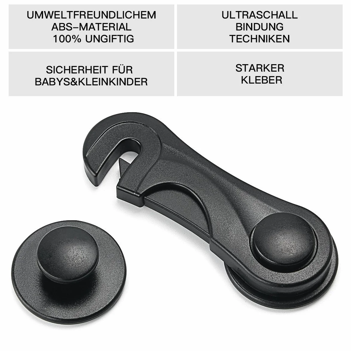 Sécurité Placard Enfant 10 Pièces, Protection Bébé Porte Placard Fenêtre Réfrigérateur Tiroir, Adhésif Fort Sans Perçage, Durable Meubles Cuisine Noir