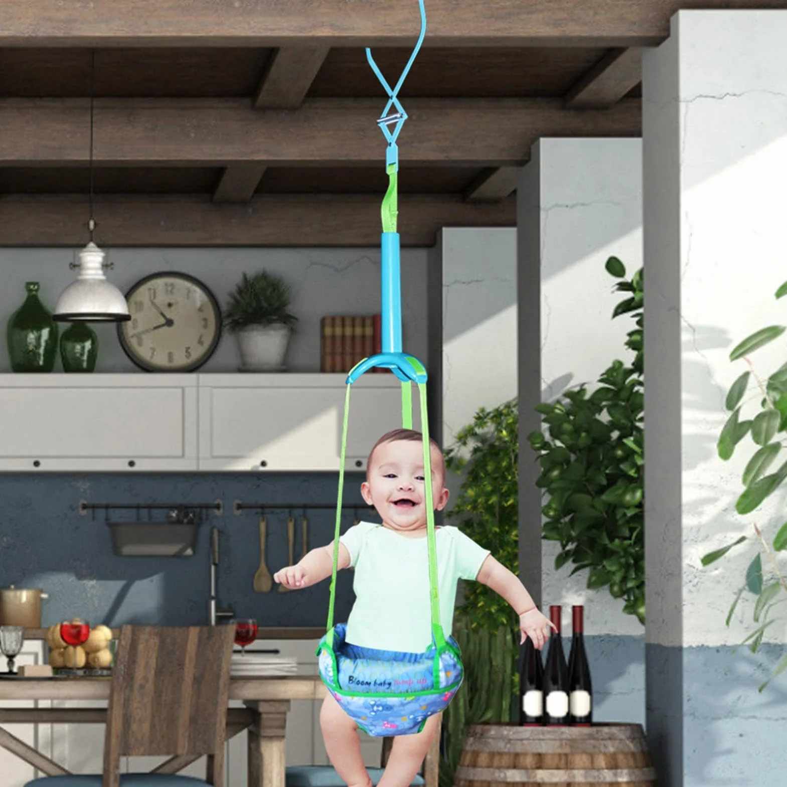 Siège Sauteur Suspendu pour Bébé Porte Cavalier Portatif avec Sangle Réglable 18KG