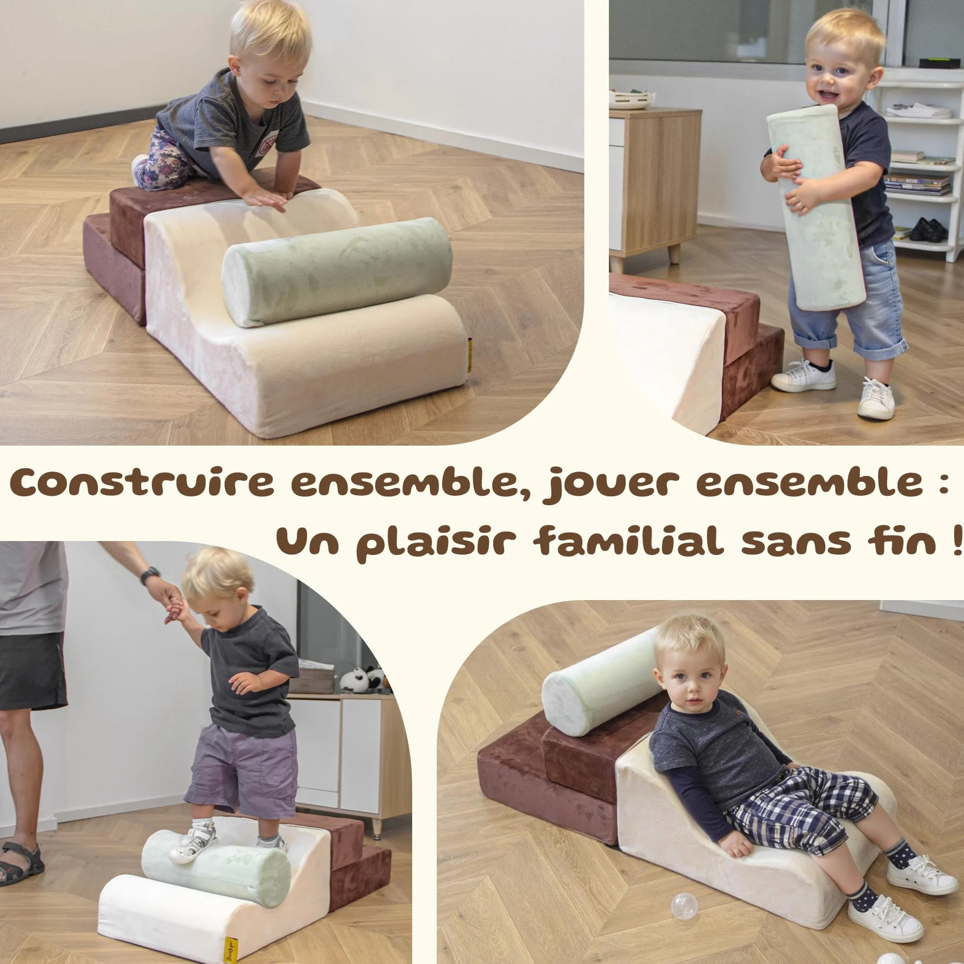 BanaSuper Parcours Motricité Bébé, Blocs Mousse Éducatifs avec Velcro, Structure d'escalade Antidérapante, 3 Pièces