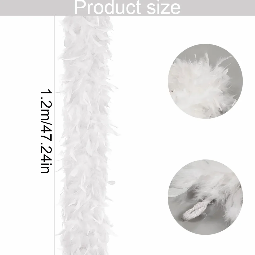 Écharpe en plumes de 2 m pour enfants, accessoire de costume de bal, mariage, Noël, Halloween, carnaval (blanc)