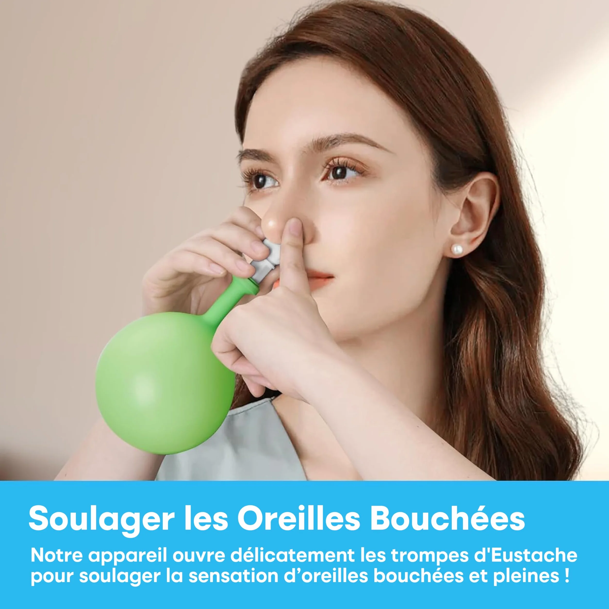 Déboucheur d'oreille d'Eustache pour Otite Séreuse et Infection Oreille Moyenne Adultes Enfants - 3 Embouts Nasaux, 3 Couvercles, 10 Ballons
