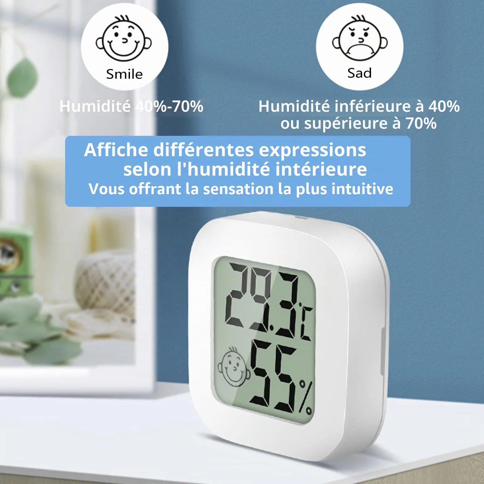 Lot de 4 thermomètres hygromètres numériques d'intérieur - Mini thermomètre hygromètre de chambre avec interrupteur