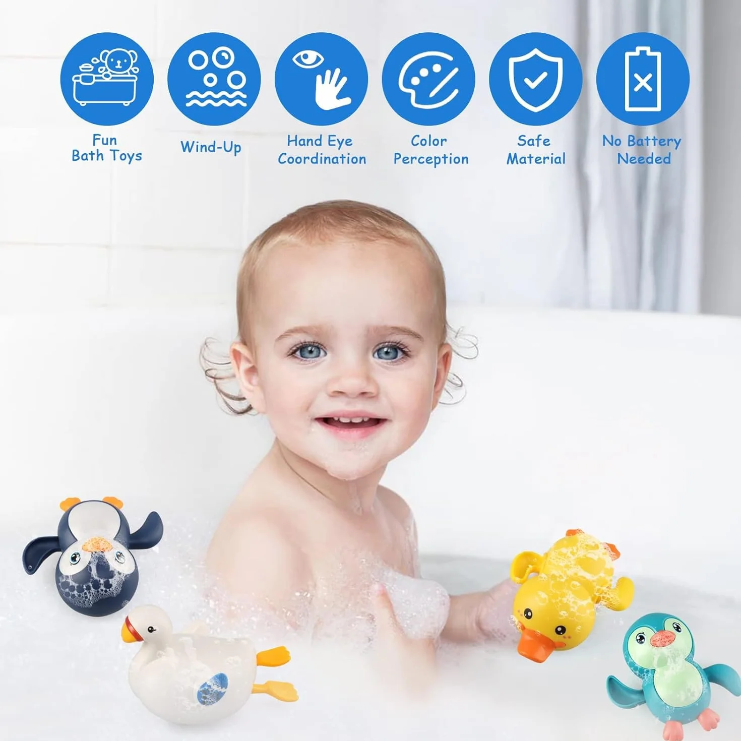 Jouets de Bain 4 Pièce pour Enfants 1-4 Ans, Jouets Flottants d'Eau, Cadeau Garçon Fille