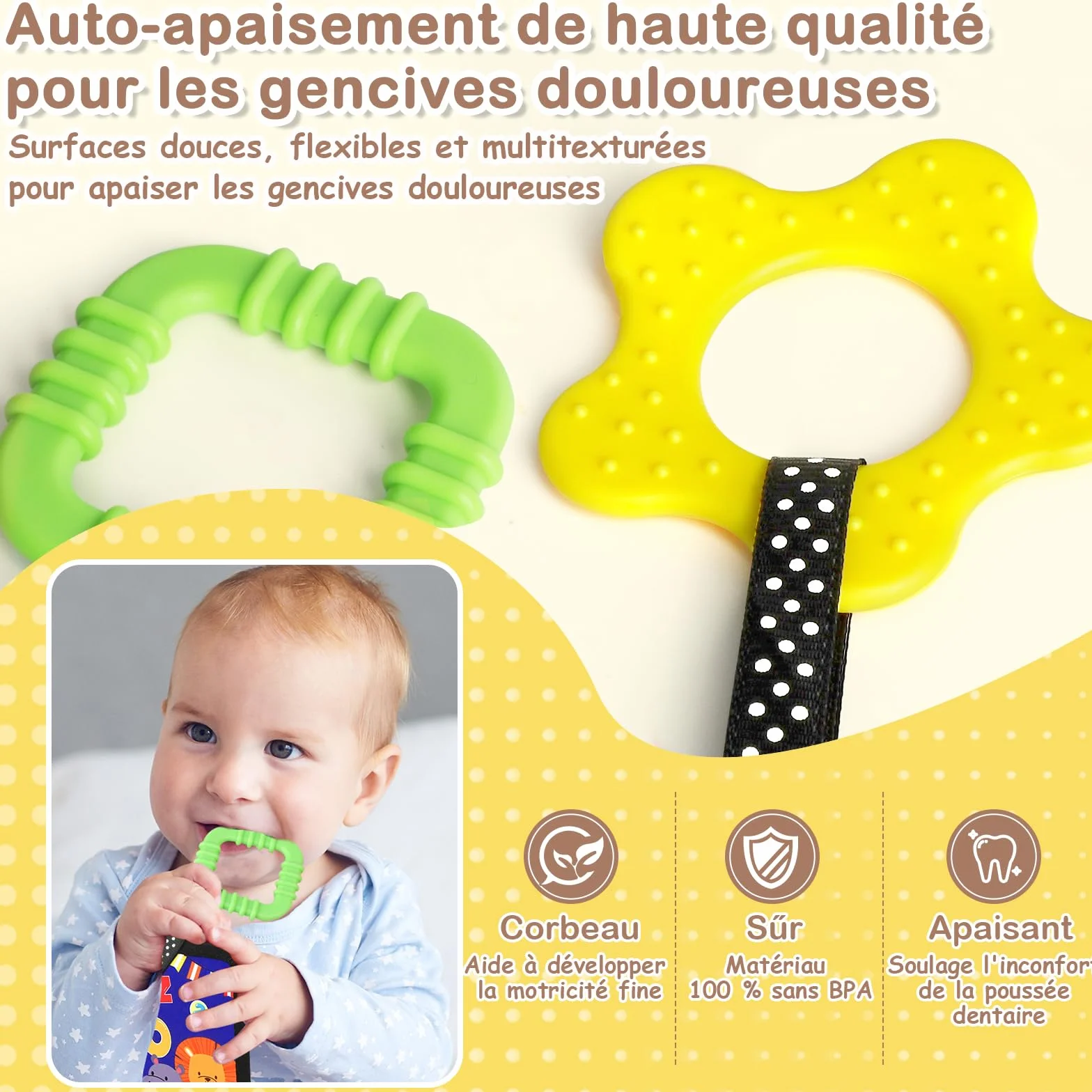URMYWO Jouet Bebe 0-12 Mois Miroir d'Éveil Pliable Montessori Noir et Blanc à Motifs Contrastés