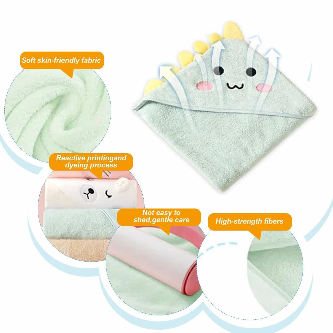 WeddHuis Serviette à Capuche Bébé Peignoir de Bain Tissu Éponge Cape de Bain Bébé Garçon Cadeau Naissance
