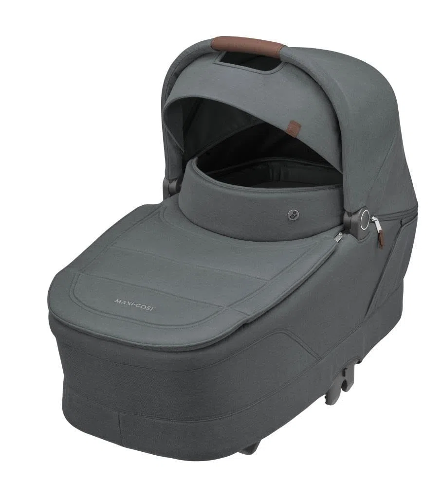 Maxi-Cosi Sense, Nacelle bébé, de la Naissance à 6 Mois (9kg), Spacieuse et Confortable, Matelas épais en Mousse à mémoire et inclinable, Compatible Poussette, Aération, Twillic Graphite