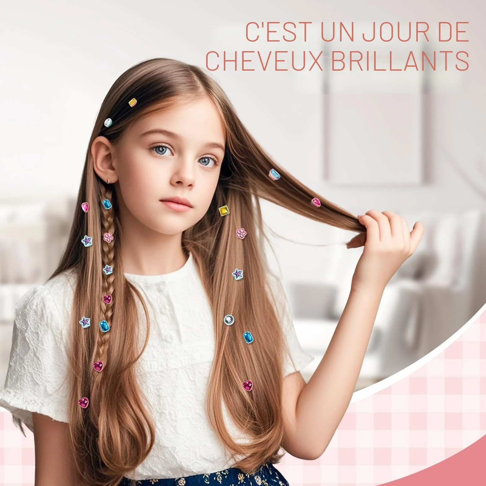 Kit Gemmes Cheveux Jeux Fille 4-10 Ans Travaux Créatifs Cadeau Anniversaire