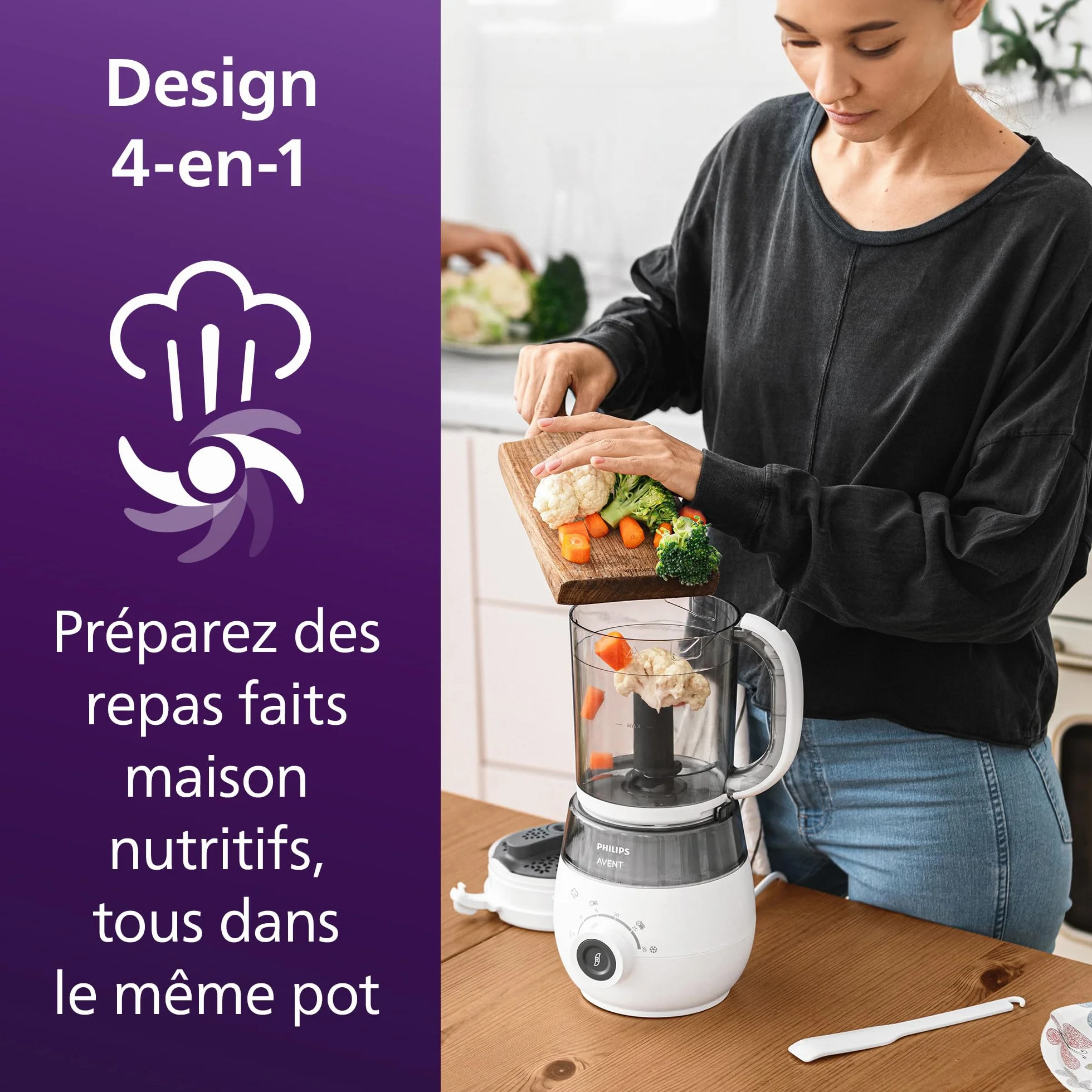 Philips Avent Robot cuiseur vapeur-mixeur 4 en 1 bébé SCF883/01