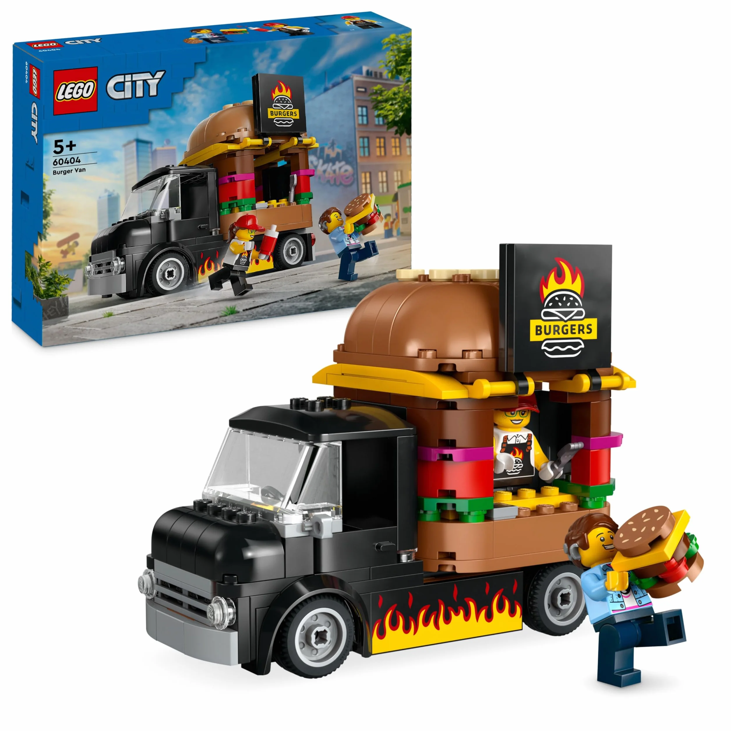 LEGO City Food-Truck de Burgers 60404 Jouet Camionnette Cuisine Minifigurines 5 Ans