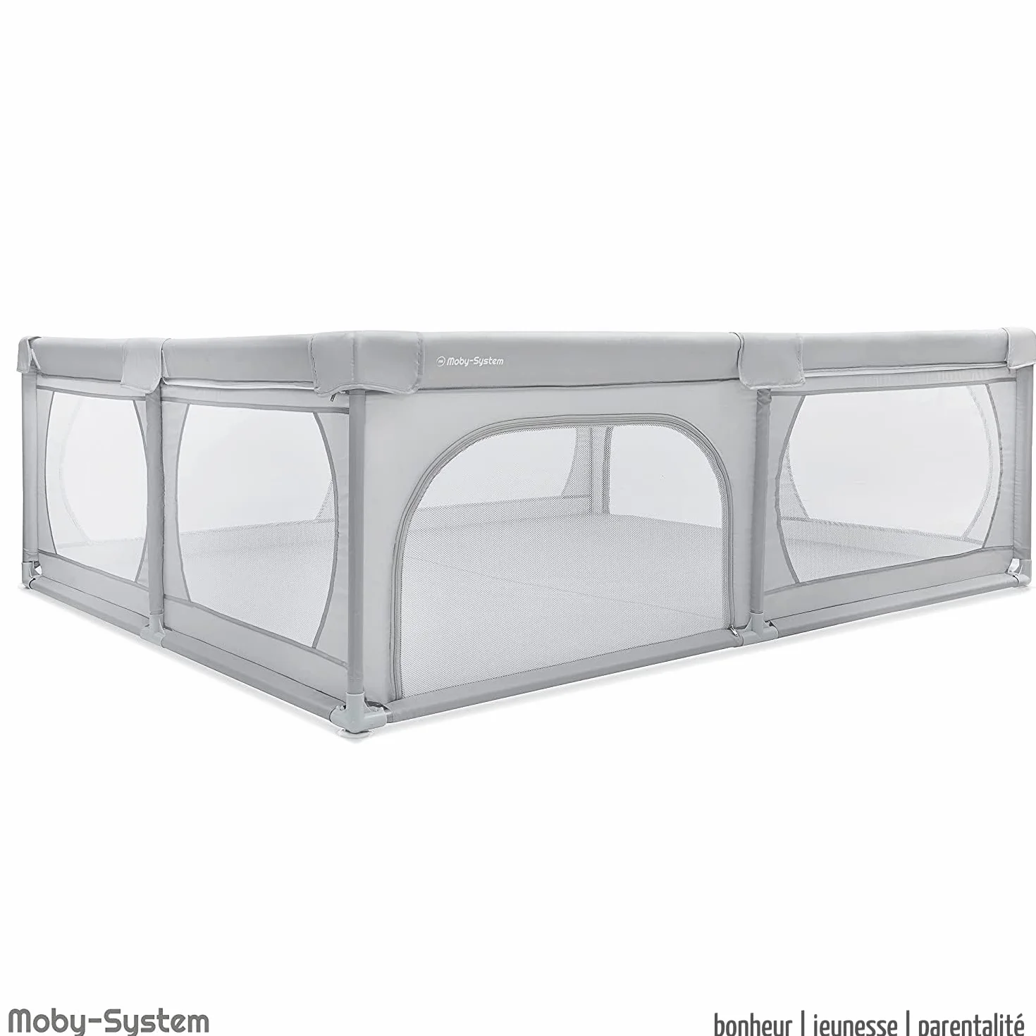 Moby-System Parc pour bébé 200 x 140 cm gris centre d'activités avec base antidérapante imperméable