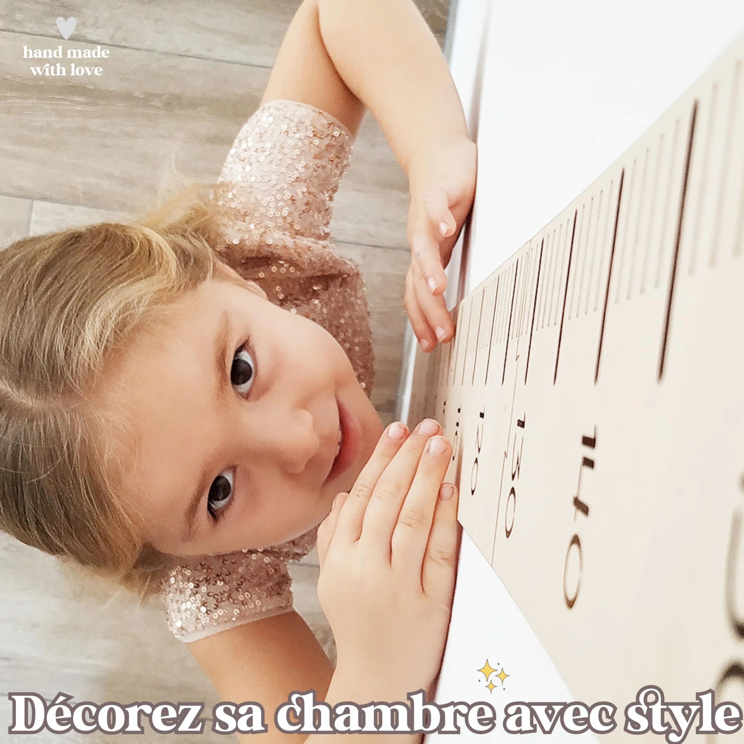 Toise murale enfant Decoration chambre bebe bois lettres autocollantes personnaliser nom Mesure taille