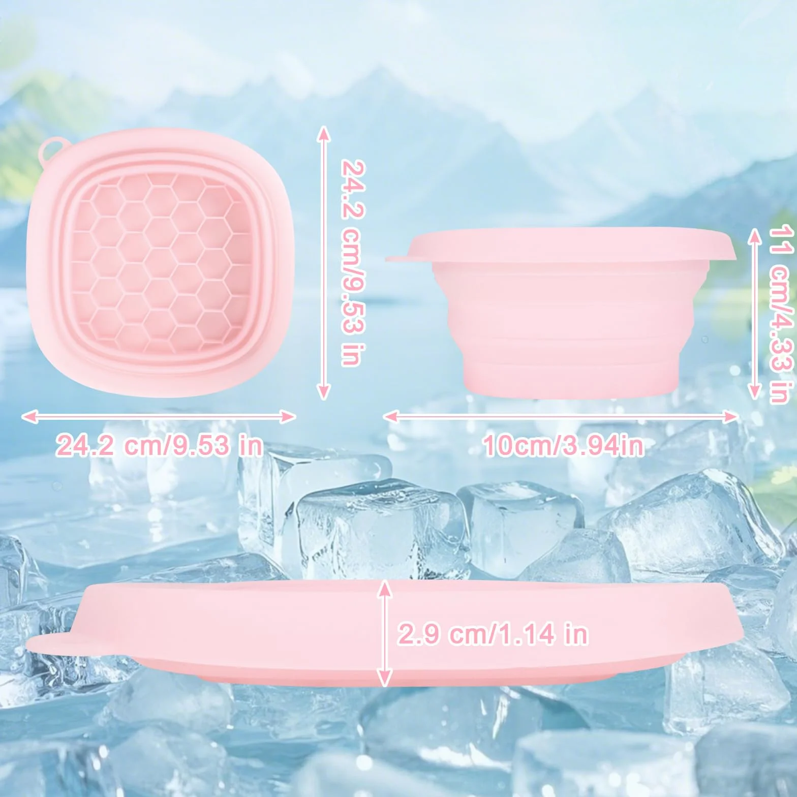 Bol de visage pliable en silicone avec compartiment intégré pour glaçons, portable, refroidissement visage
