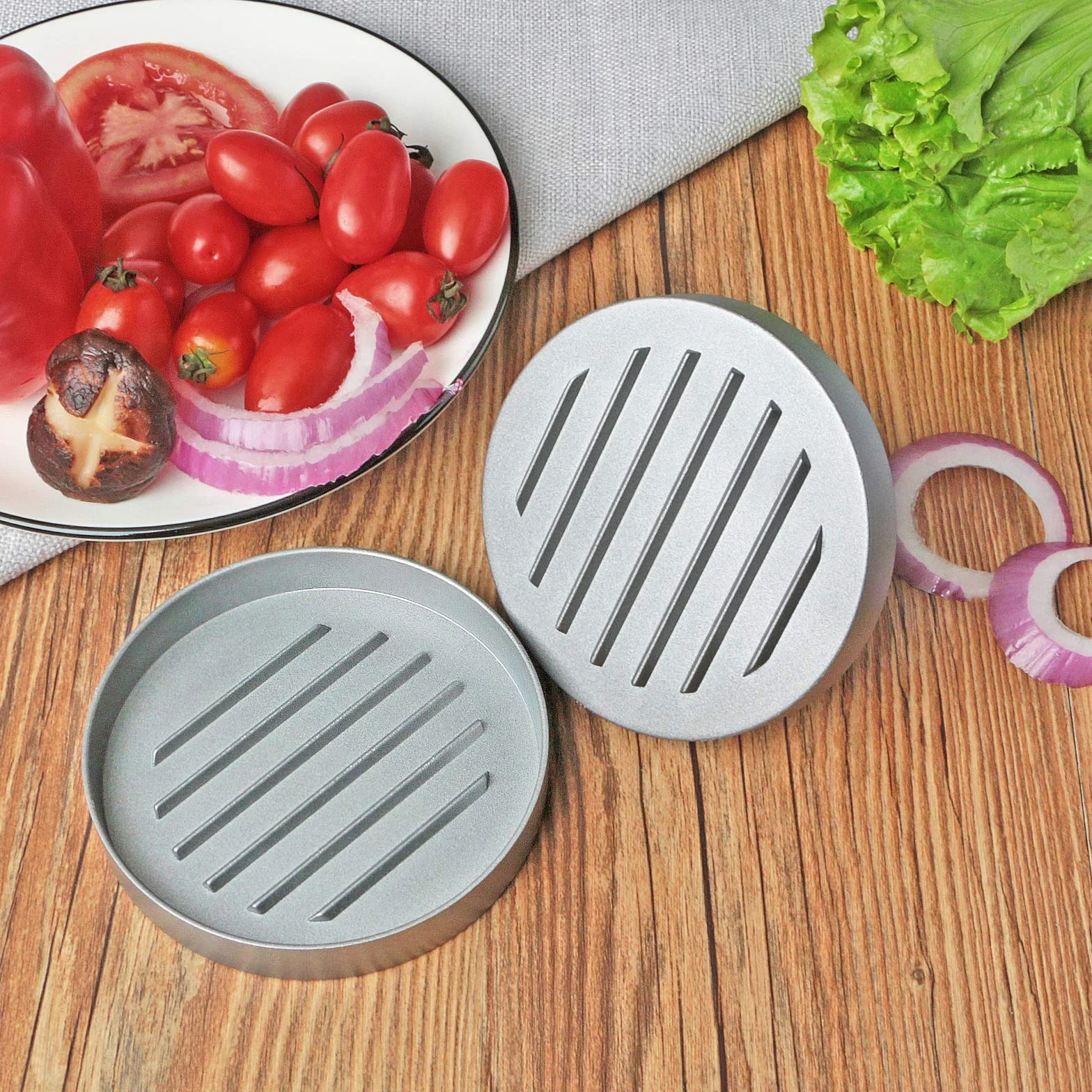 Asdirne Presse-hamburger acier inoxydable qualité alimentaire antiadhésif 11,5 cm avec feuilles papier