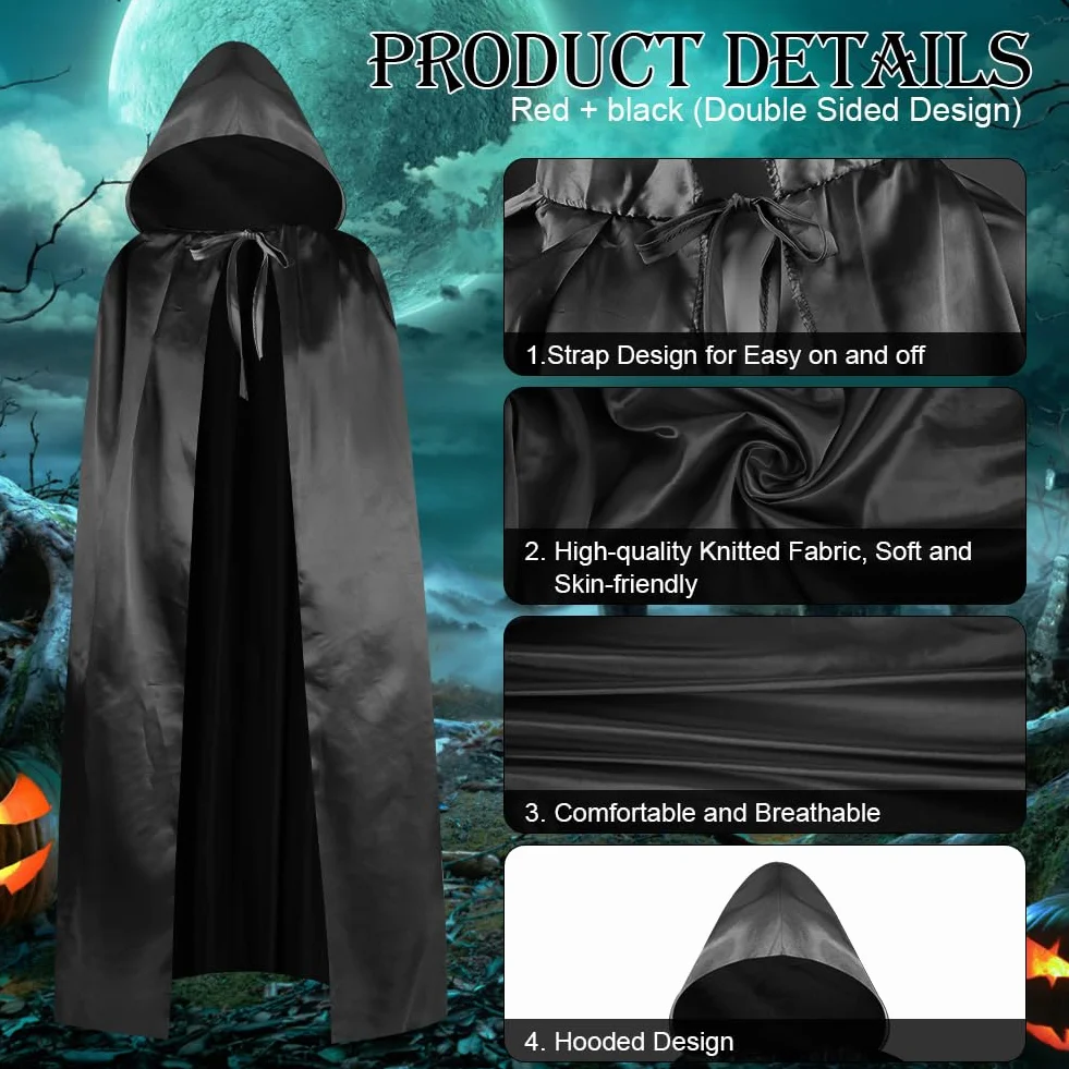 Cape à Capuchon Enfants Halloween Sorcière Costume Garçons Filles