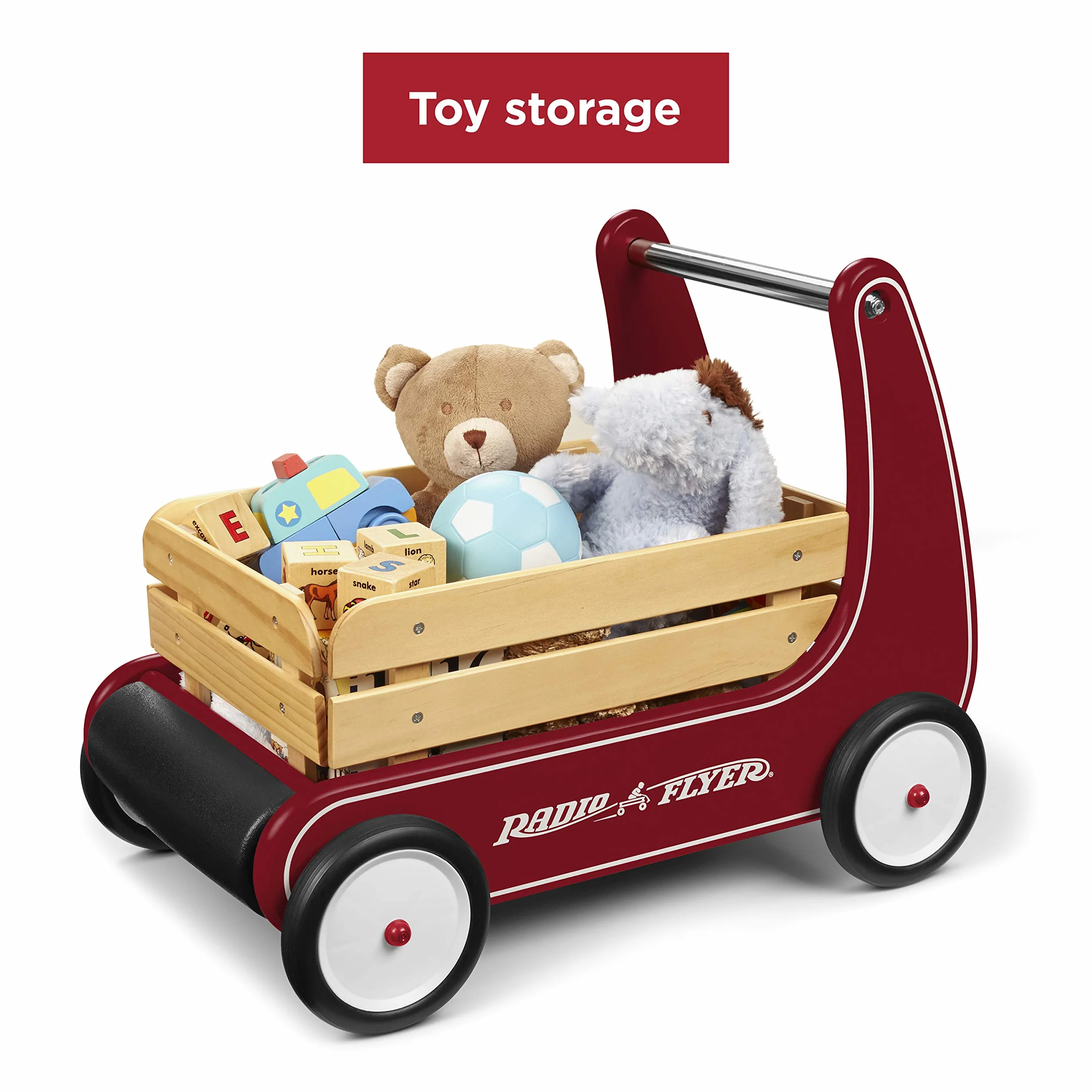 Radio Flyer Chariot de Marche en Bois Rouge pour Tout-Petits 1-4 Ans