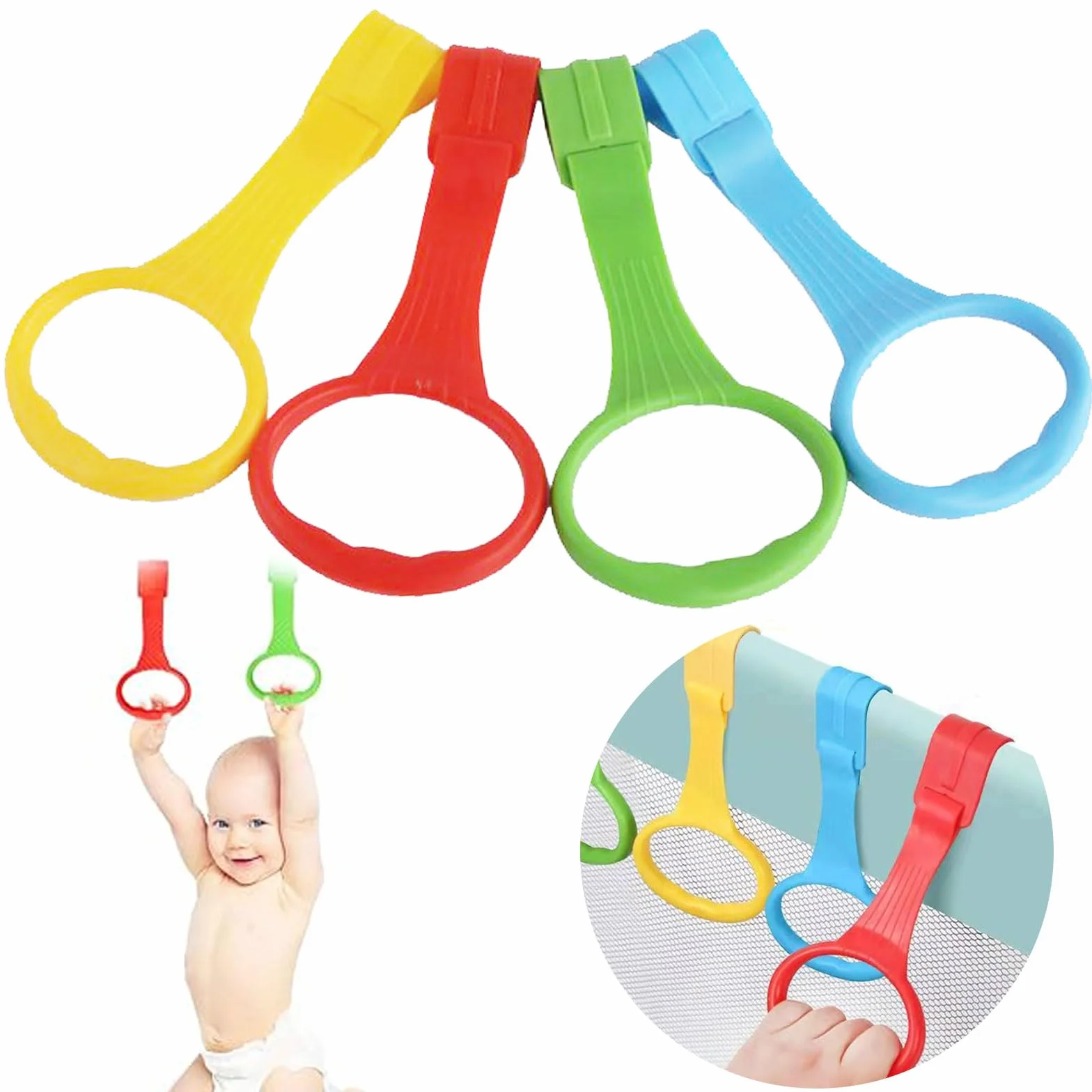 Anneau Parc Bebe 4 Pièces Anneaux pour Lit Bébé et Parc Entraînement Équilibre