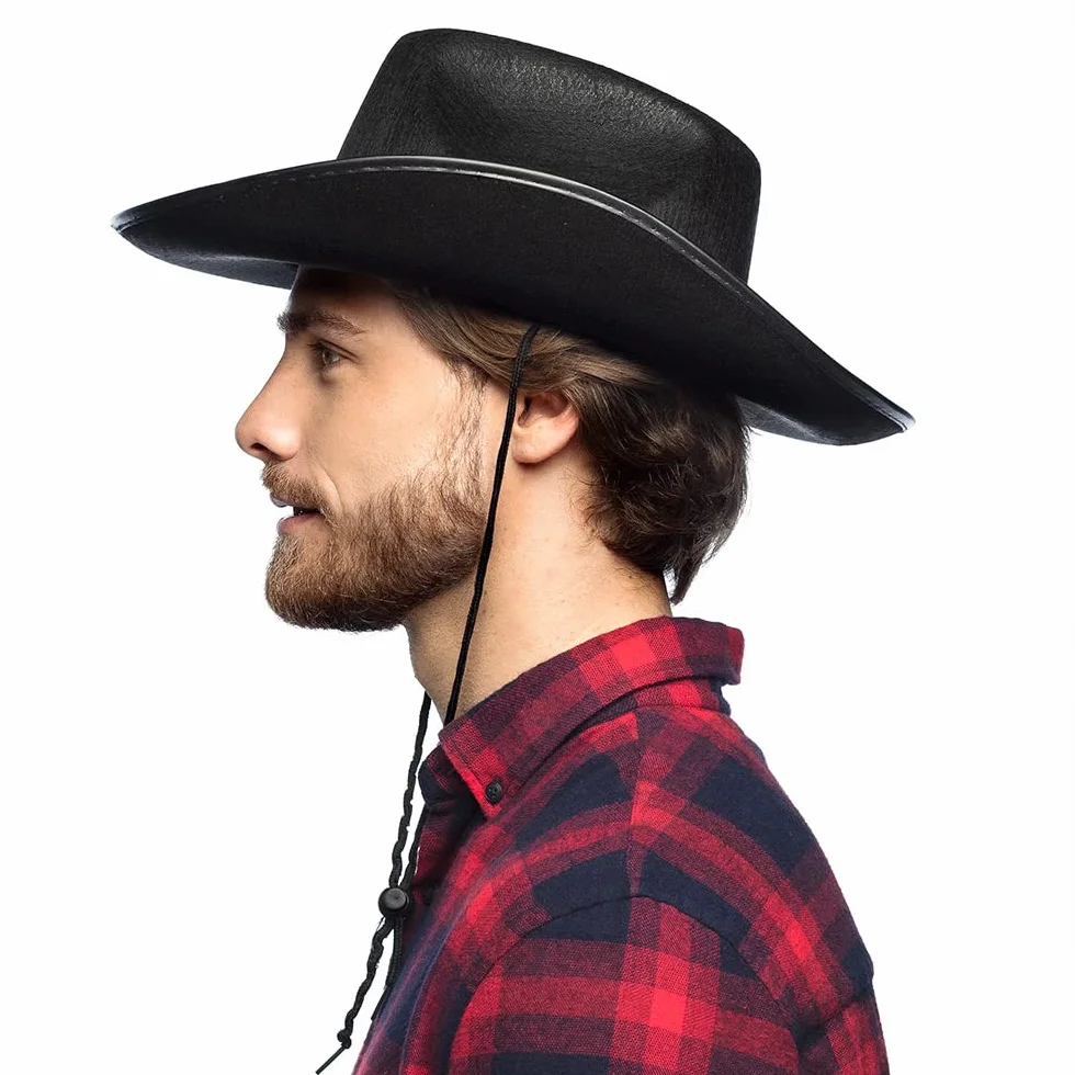 Chapeau de Cow-Boy pour Adulte, Couvre-Chef Costume Shérif Cavalier Rodeo Wild West Carnaval