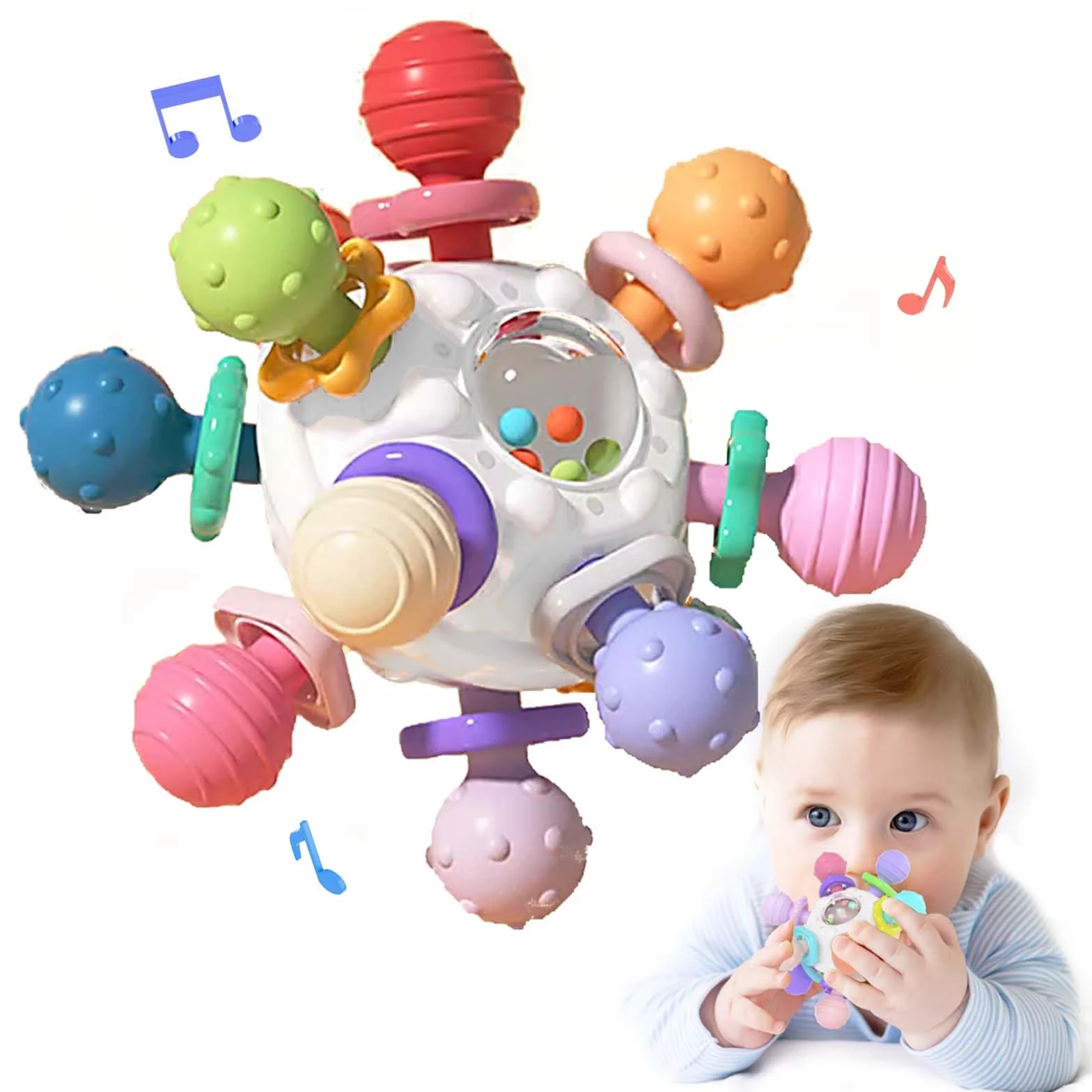 Jouet Dentition Bebe Balle Sensorielle Hochet Développement 0-3 Mois Educatif Cadeau Enfant Garçon Fille 1 An