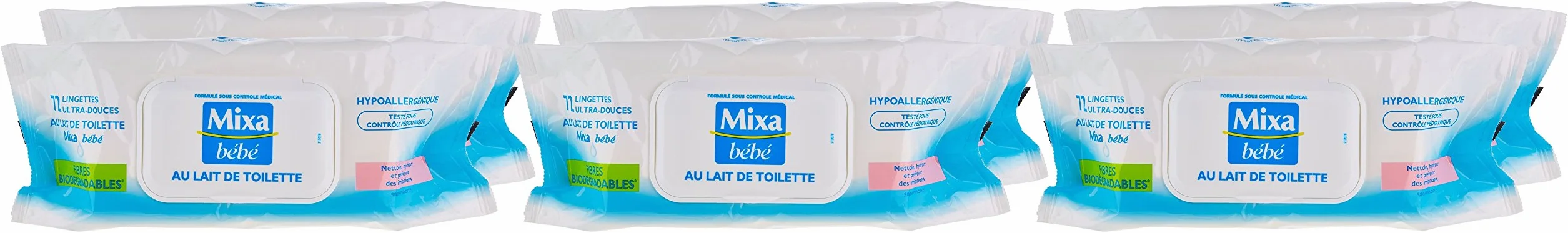 Mixa Bébé Lingettes au Lait 72 unités Lot de 6