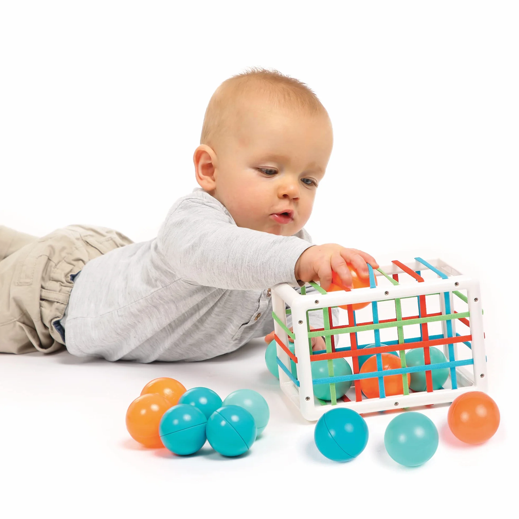 Ludi Cube De Manipulation Jouet D'Éveil Bébé 10 Mois+ 1 Cube Élastique 12 Balles
