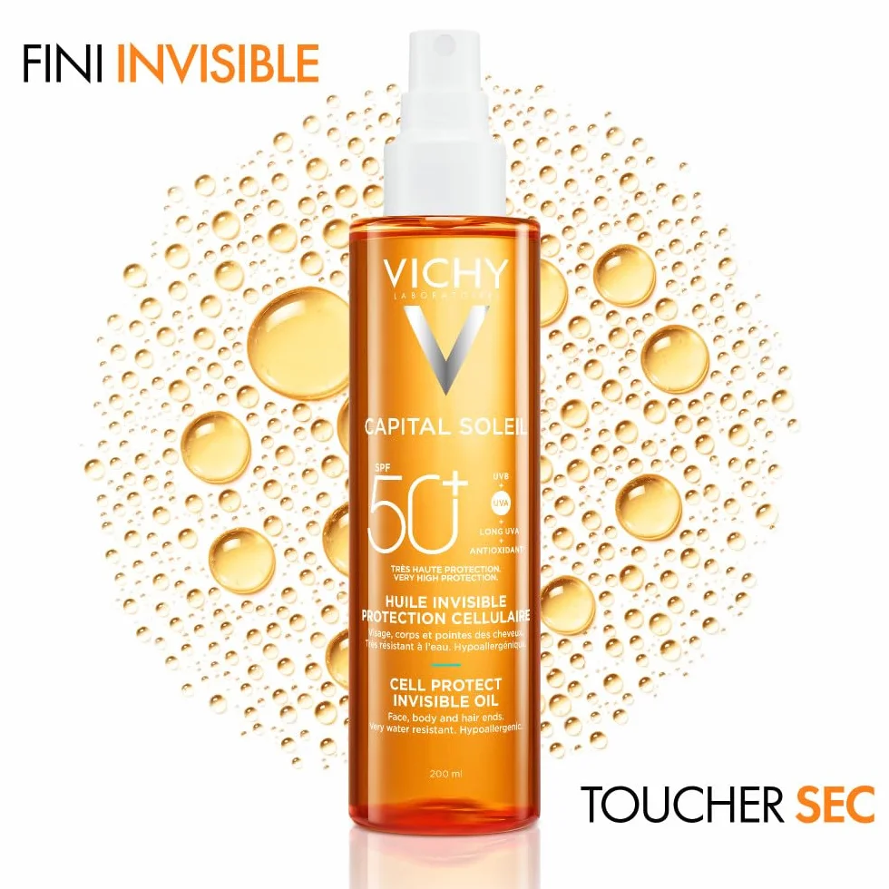 Vichy Capital Soleil Huile Solaire SPF50+ Visage Corps Cheveux 200 ml