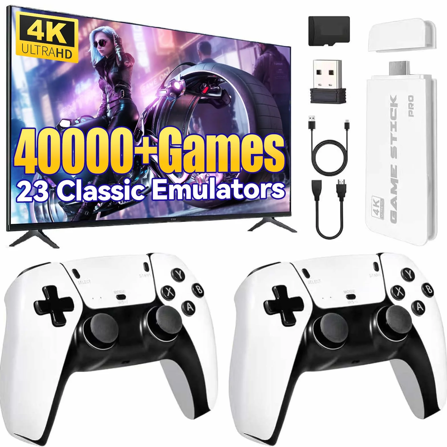 Console de jeux rétro Nawchedo 4K HDMI 64 Go avec 40 000 jeux et 23 émulateurs