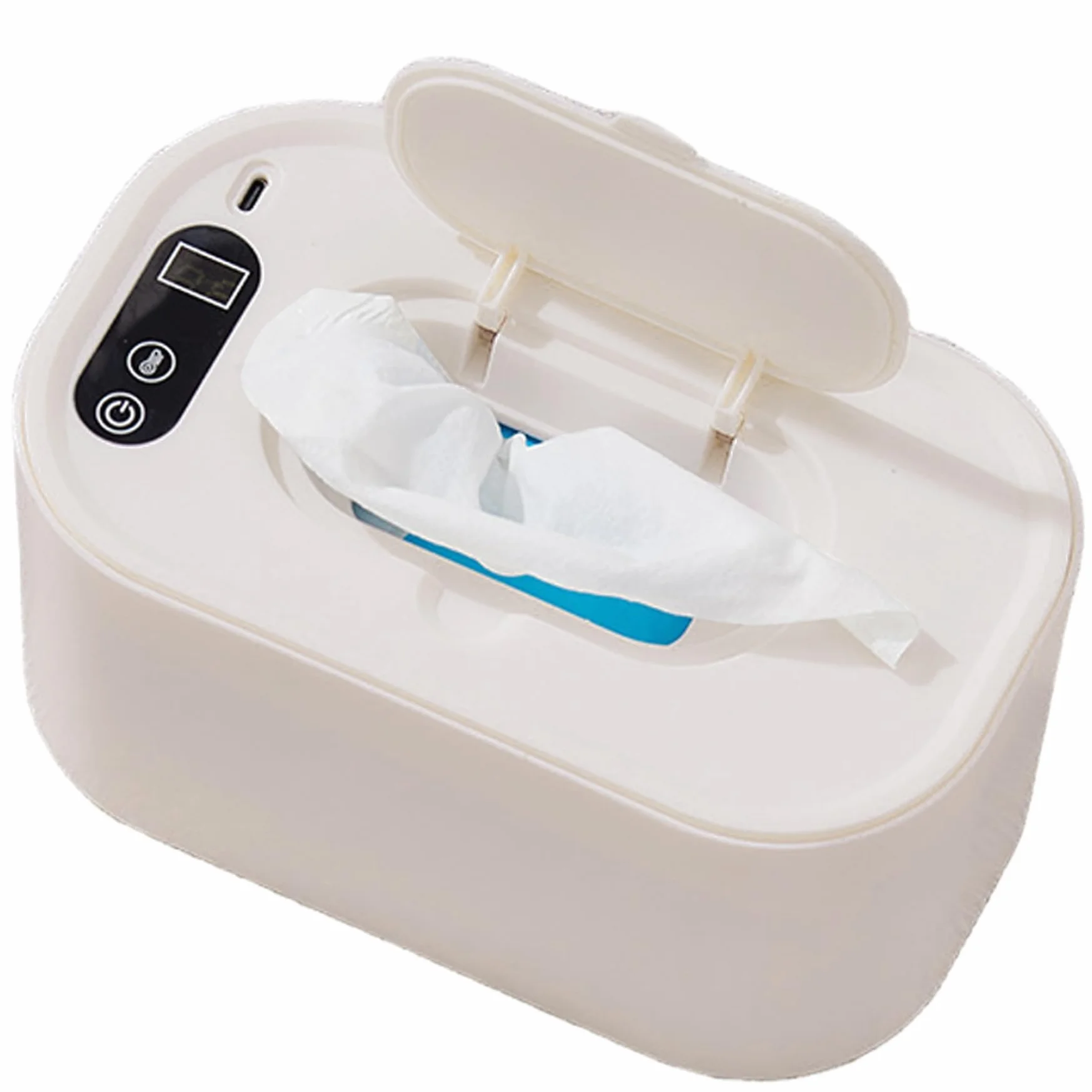 Chauffe-lingettes bébé 40-60 °C réglable silencieux écran LED distributeur USB portable