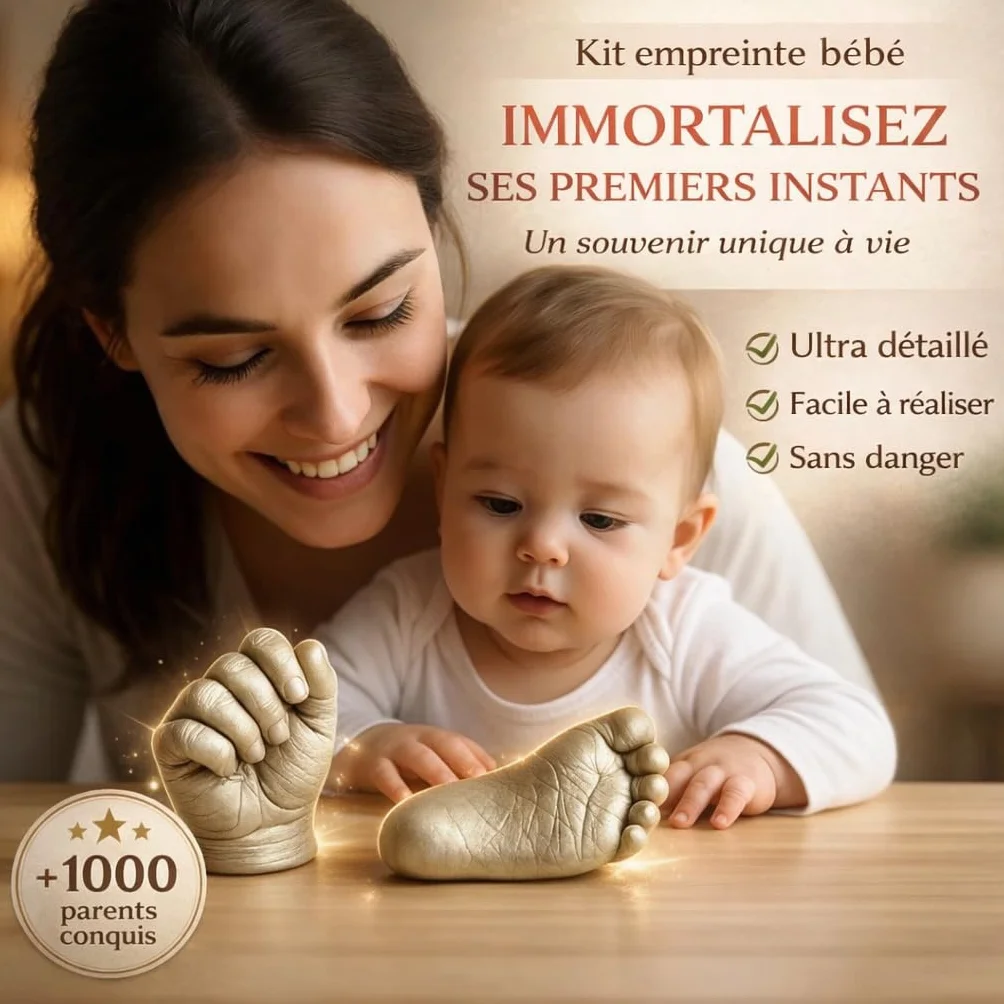 Kit de Moulage Bébé ANCRER® 4 Empreintes Mains Pieds Fille Garçon Contenants Réutilisables Cadeau Naissance
